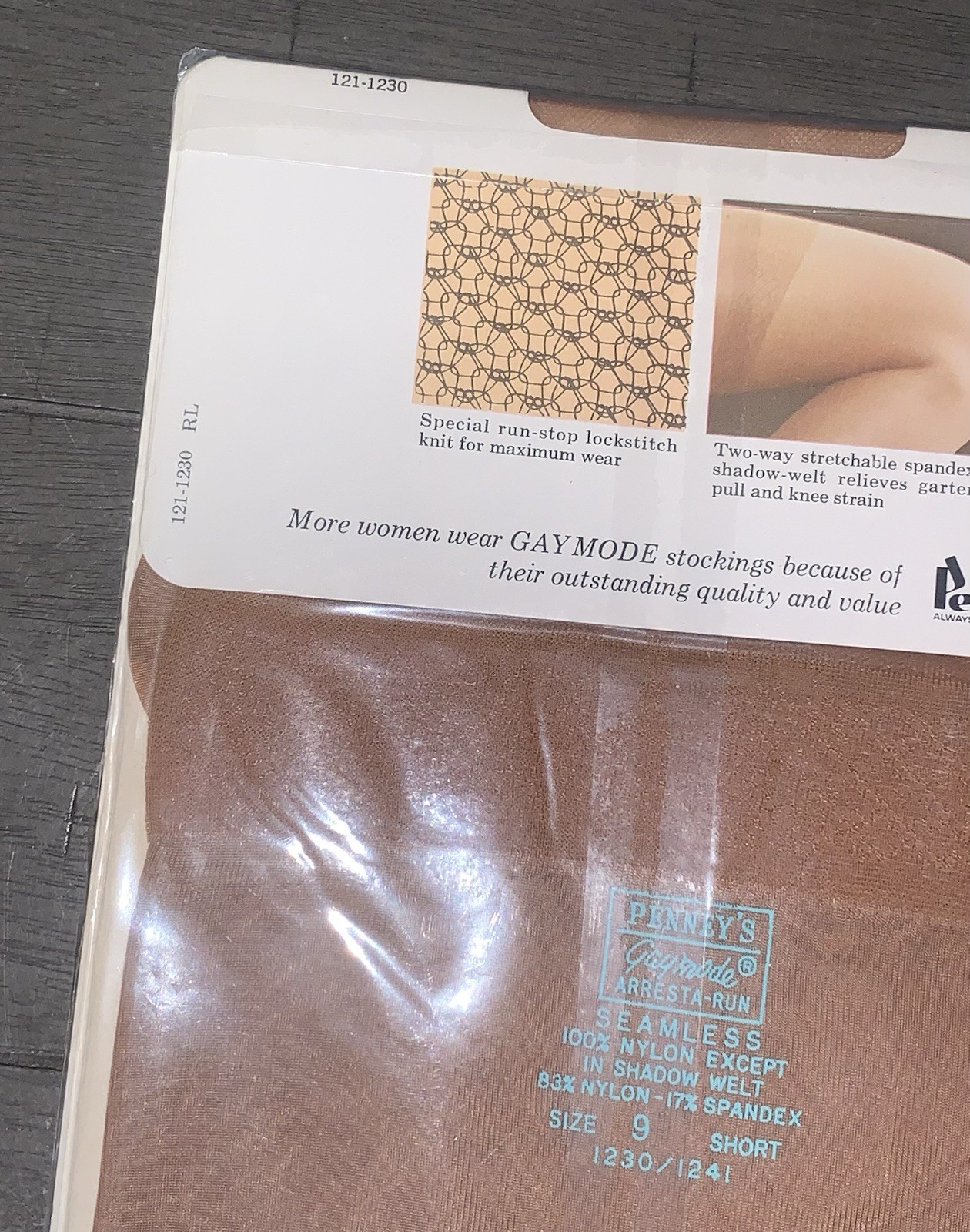 A7 NOS 80s ARRESTA-RUN GAYMODE THIGH HIGH STOCKINGS NYLON HOSIERY 9 SHORT SUNTAN