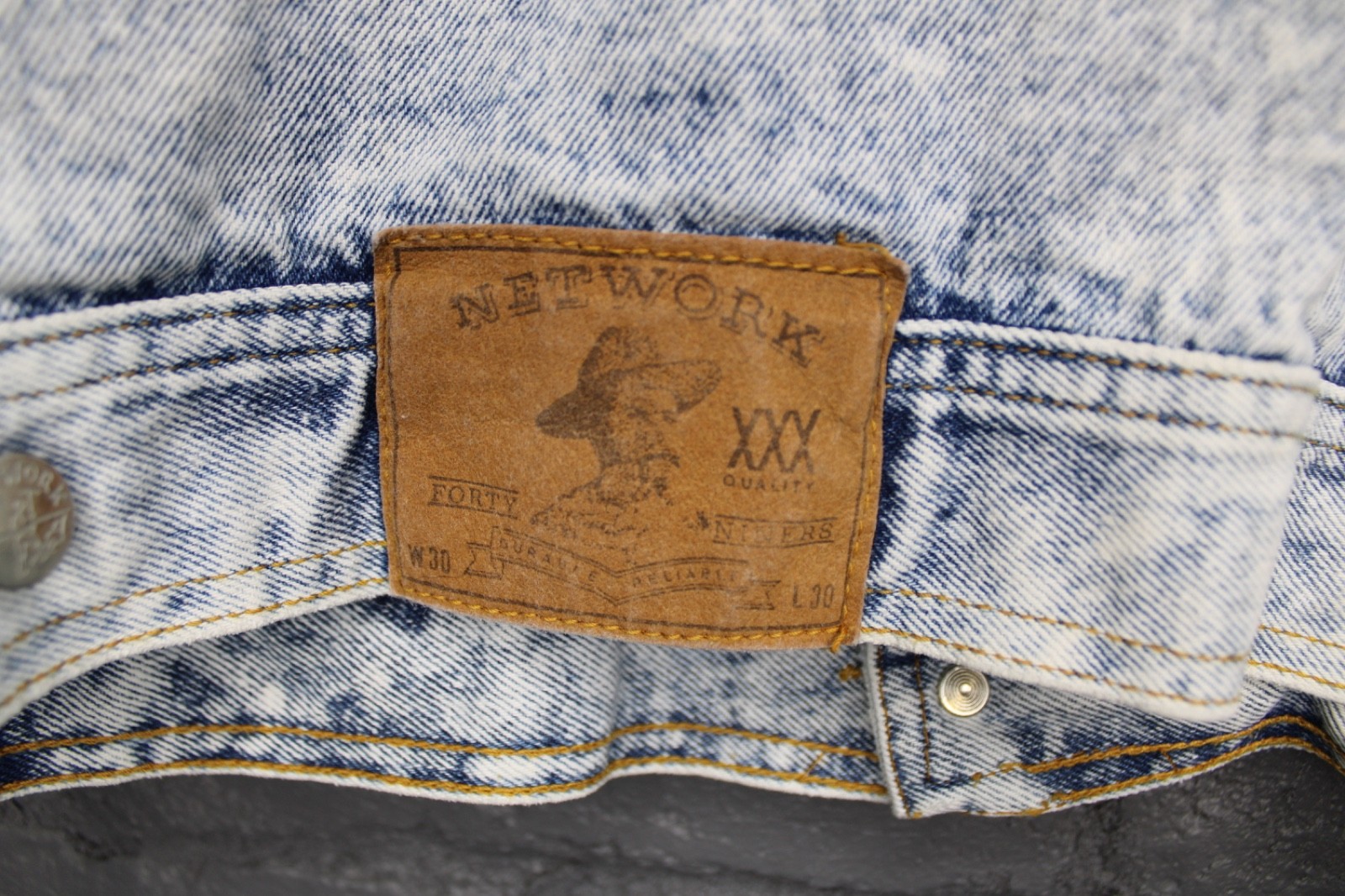 Vintage 1990s Network acid wash denim jean jacket, size medium