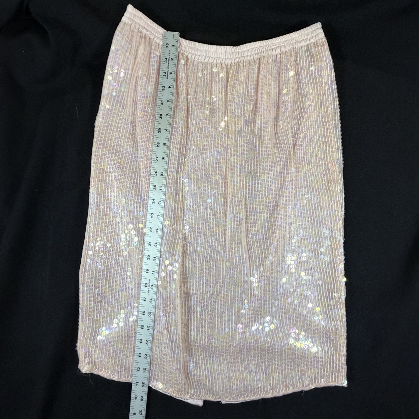 Stenay Womens XL Pink Silk Beaded Sequin Pearl 2Pc Skirt Blouse India VTG