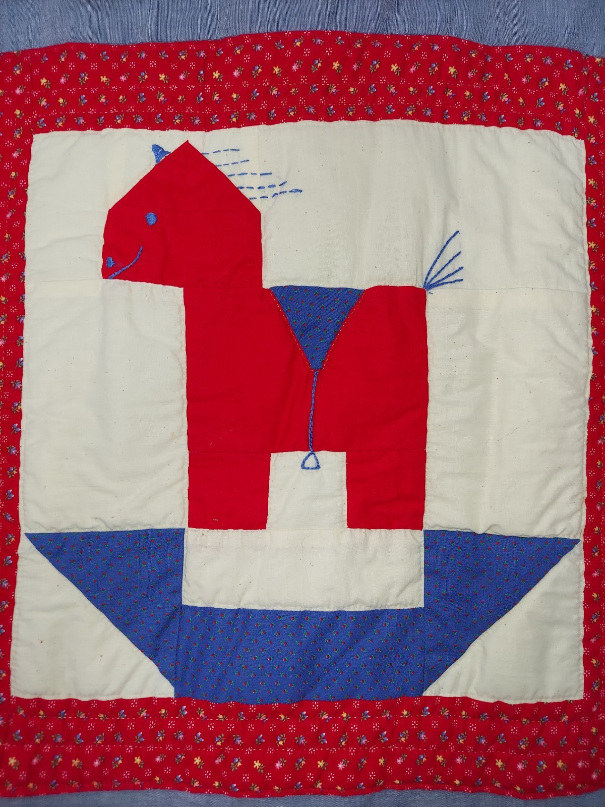 Vintage Sears Fieldmaster Chambray Button Up Horse Patriotic Western Boho Native