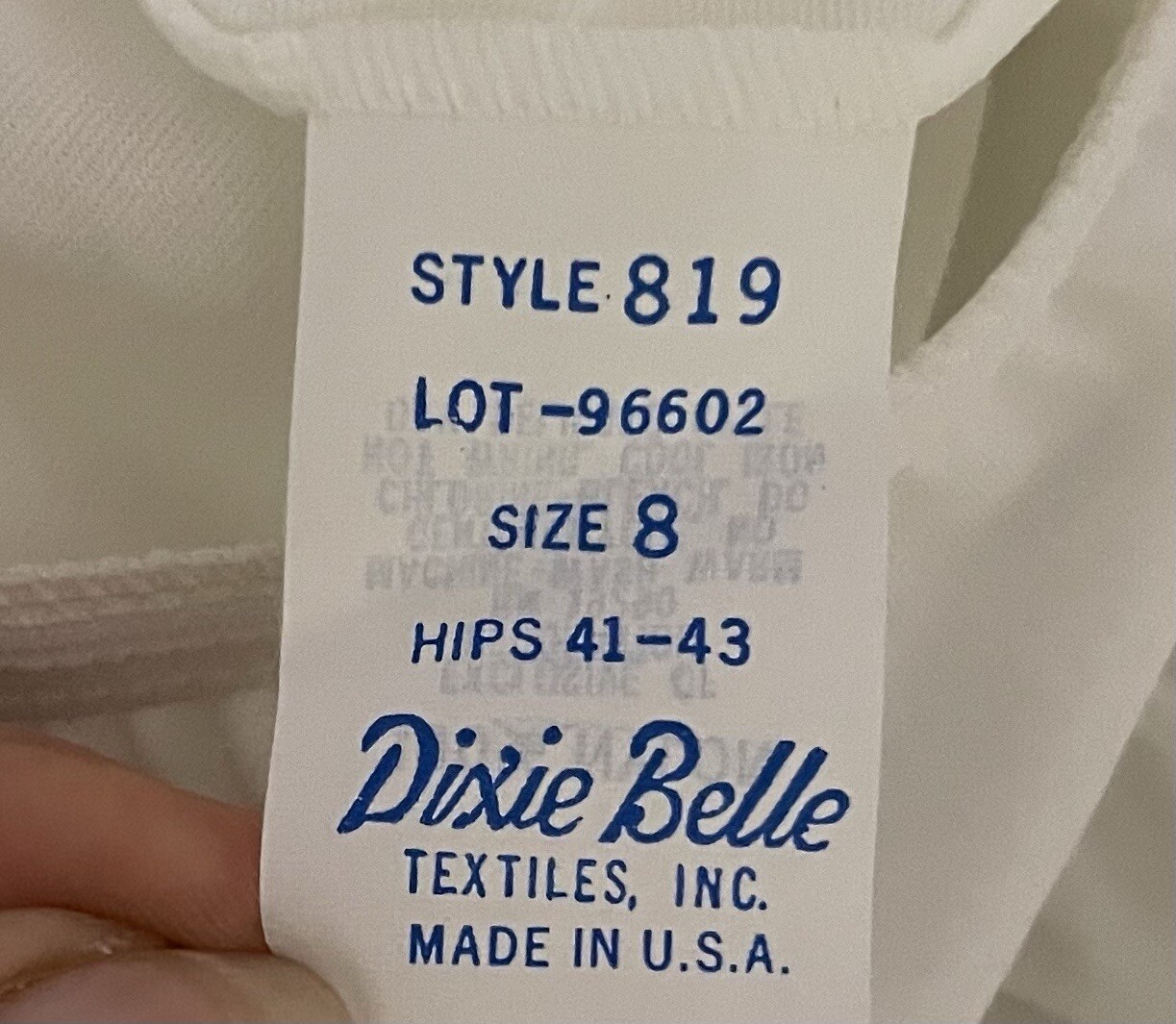 DIXIE BELLE White Mushroom Wide Gusset Nylon Granny Panties 8 Hips 41-43 NWT
