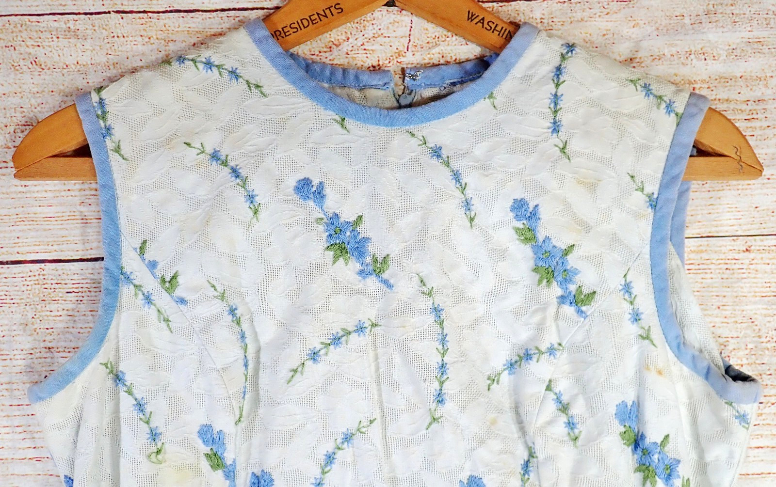 🌸 Vintage 60s L’Aiglon Blue Embroidered Mod Gogo Micro Mini Dress Tunic (S/M)