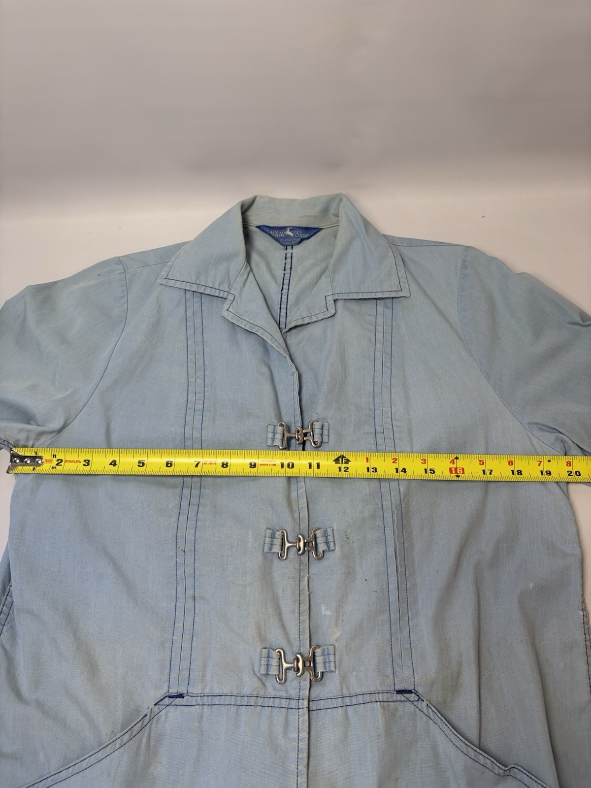 1960s White Stag Jean Jacket Light Weight Denim Anchor Buckle Front Women’s M/L
