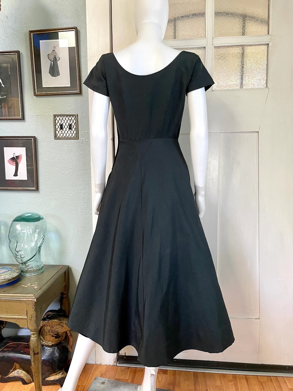 True Vintage 50s Small Medium Cadillac Originals black faille with bow dress