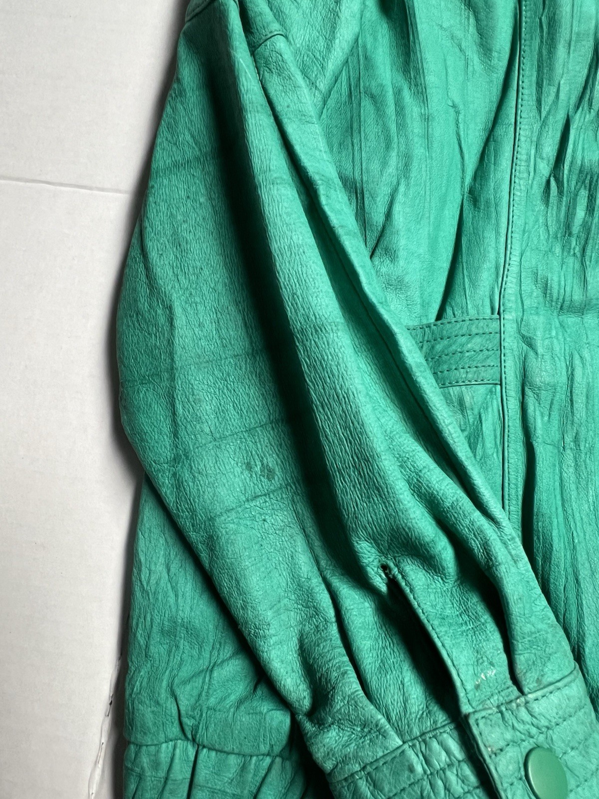 Vintage 80’s Split End Ltd. Leather Jacket Women’s Size 13/14 In Green