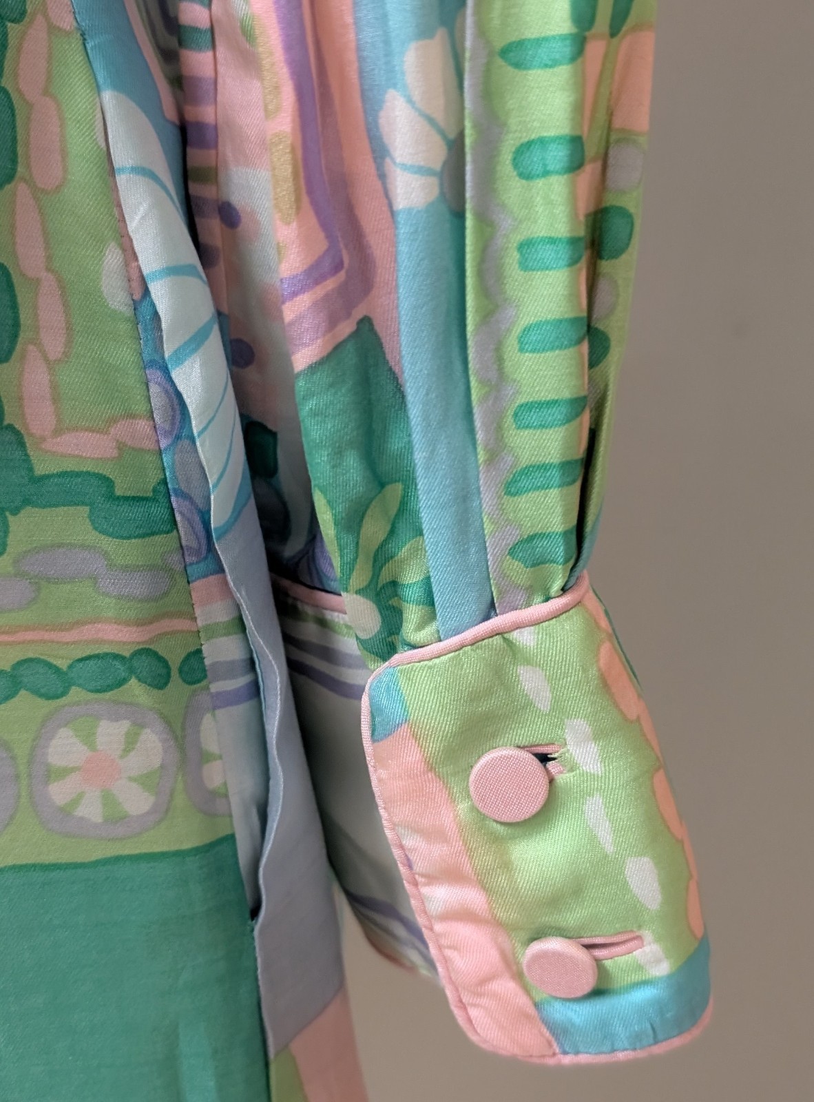 Vintage 70&rsquo;s Silk MOD Psychedelic Shirt Dress Colony Classics Hong Kong Belt M