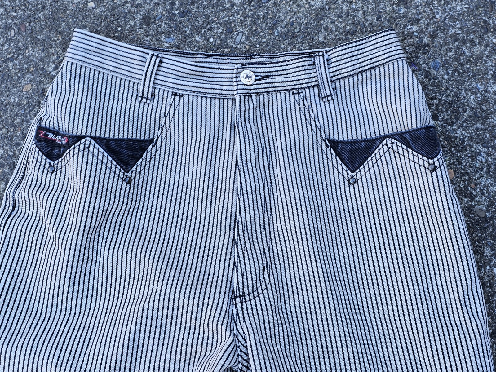 Vintage Blaze Riding Gear Western Jeans in black white pinstripes Size 13/31