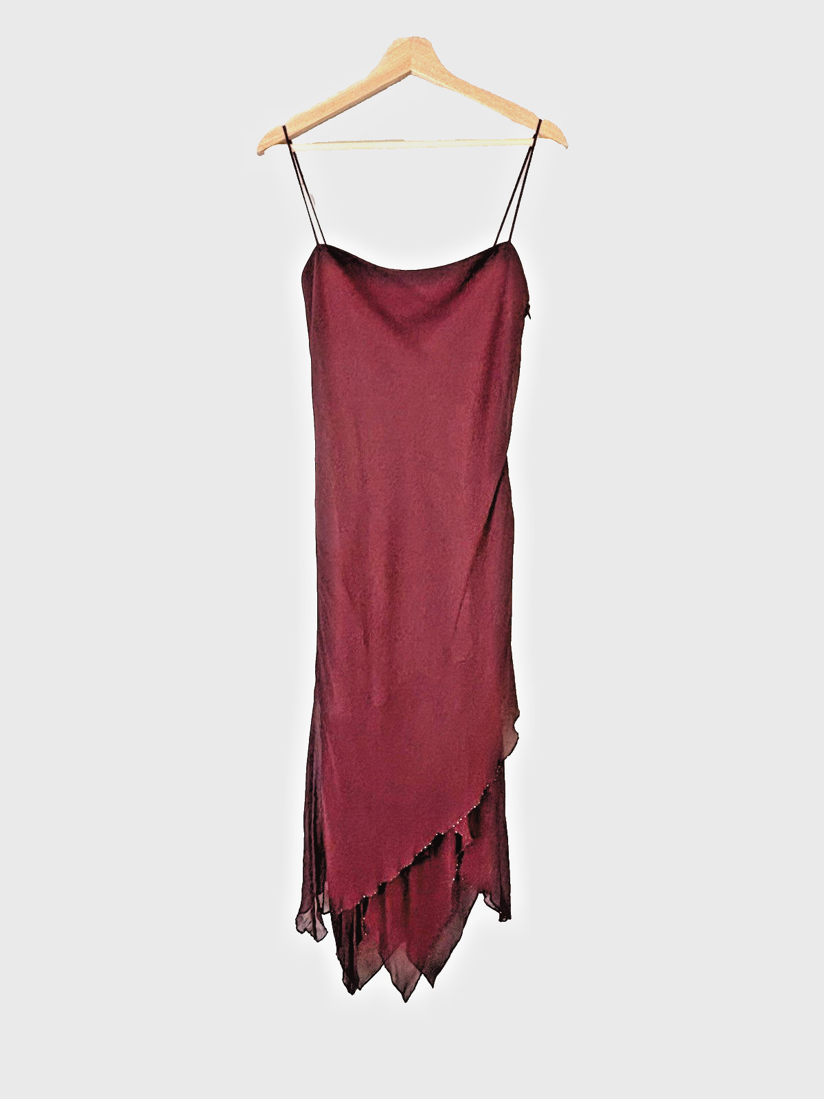 Vtg 90&rsquo;s Laundry Women&rsquo;s Burgundy Silk Beaded Cocktail Formal Dress Sz 10 NWT