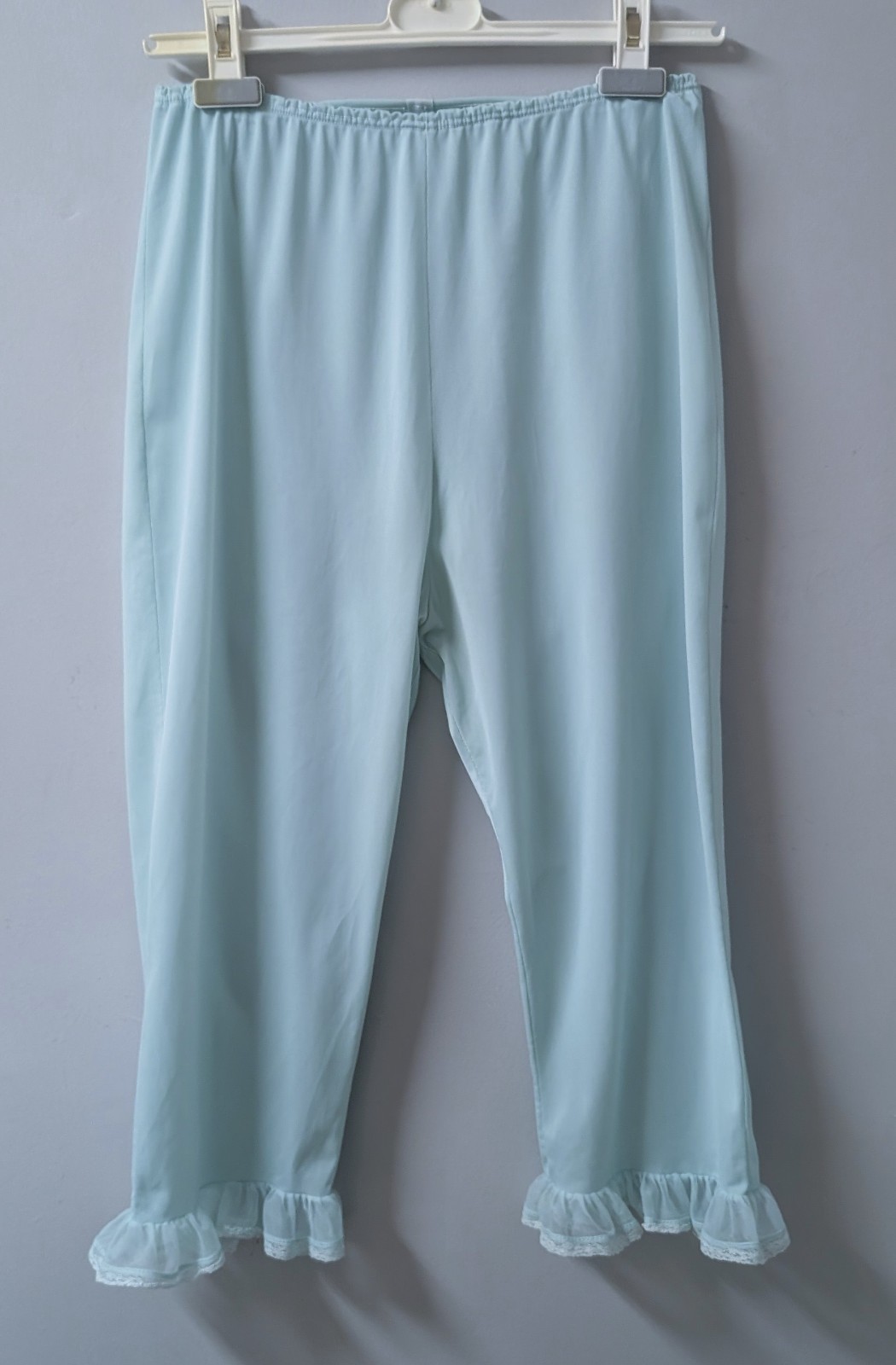 Vintage 50&rsquo;s Aqua Blue Ruffled Pajama Nylon Pants Pillow Tab S/M