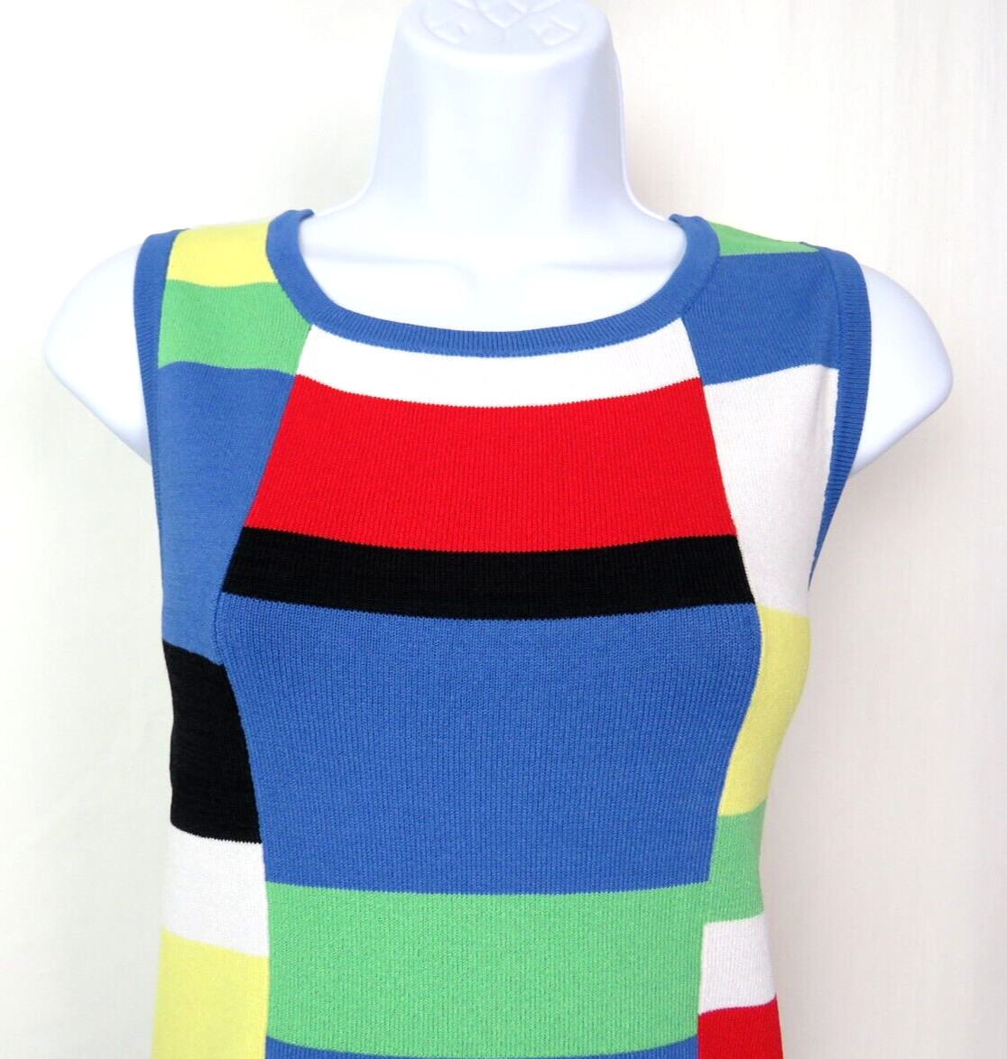 VTG 1990s 2000s BELLDINI SMALL KNIT CAMI TANK TOP COLOR BLOCK RED BLUE BLACK