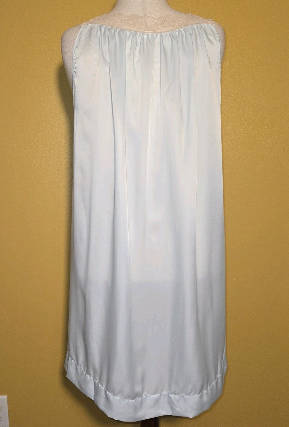 Vintage Barbizon Laurel Nightgown Small Blue Lace Trim Floral Satin De Lys Nylon