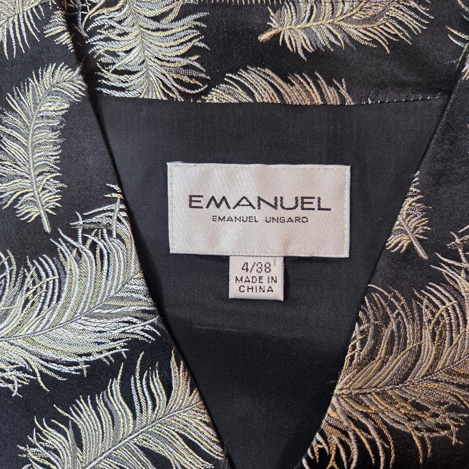 Vintage 90’s EMANUEL Emanuel Ungaro Feather Pattern Silk Rayon Blend Vest 4/38