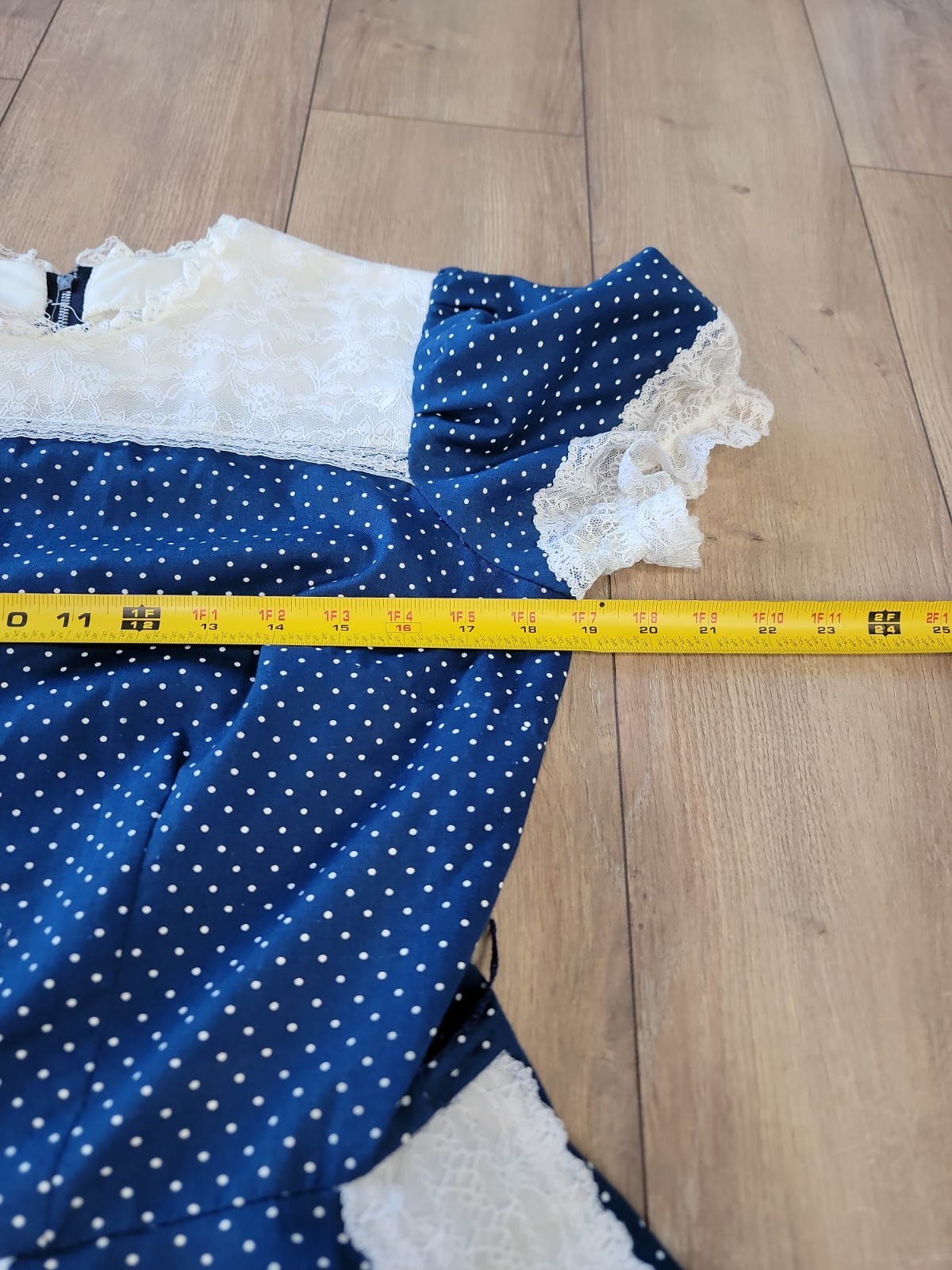 VTG Partners Please Blue Polka Dot Square Dance Malco Modes Short Sleeve
