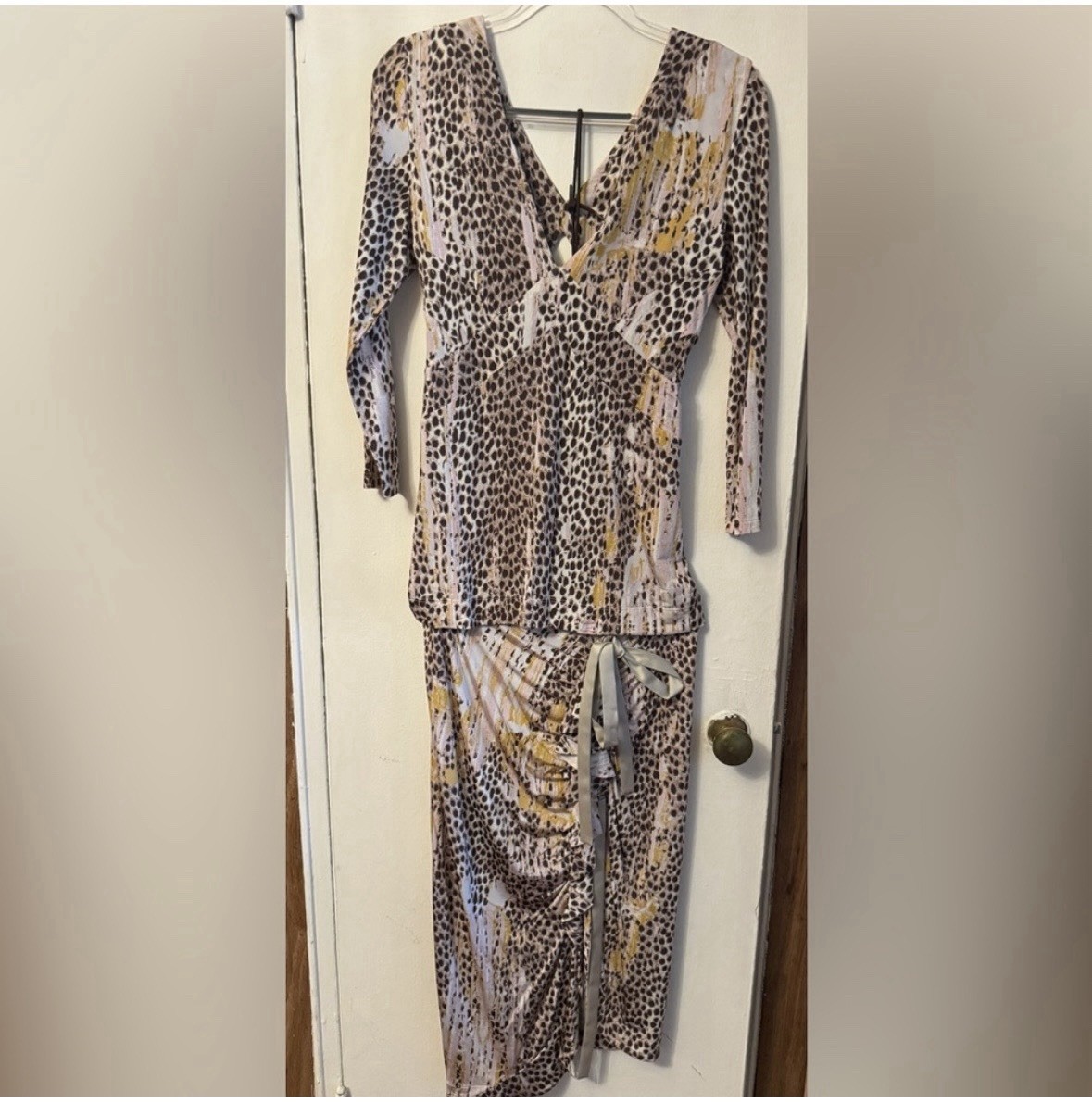 Just Cavalli Leopard Satin Two-Piece Size 44.