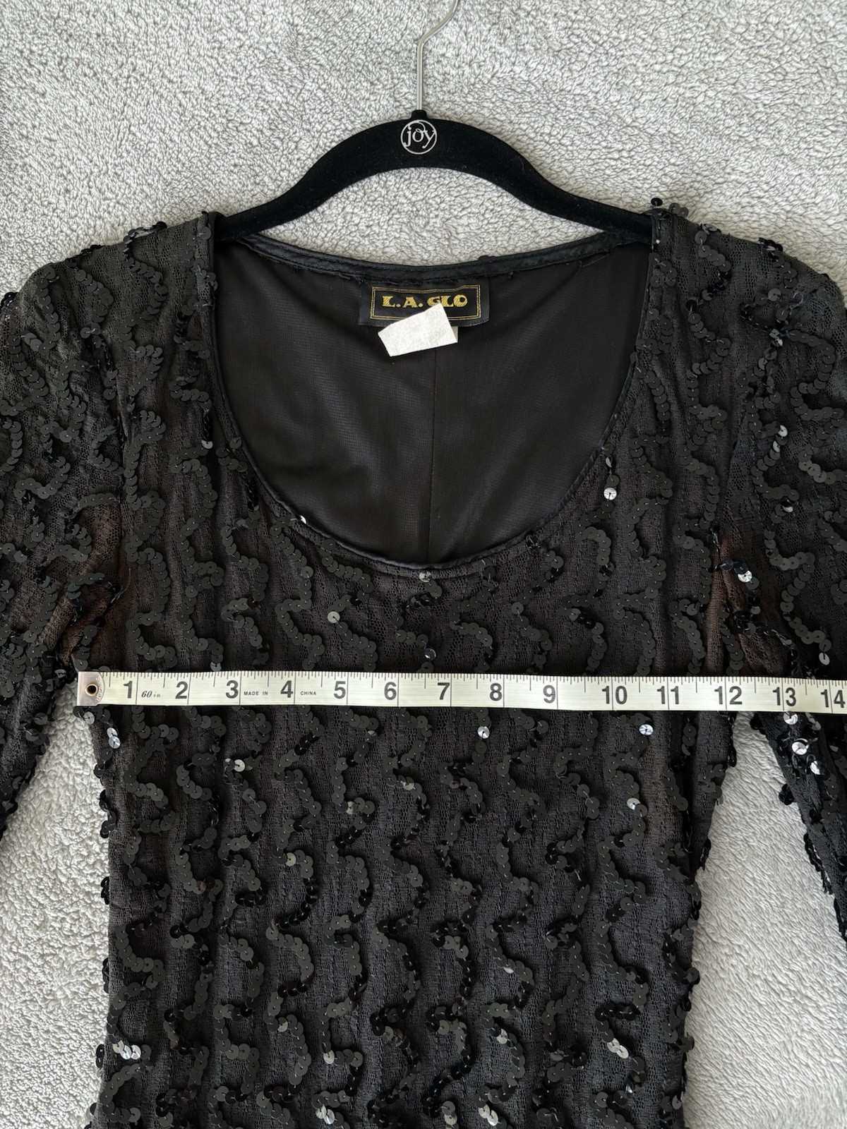 black vintage LA Glo long-sleeve sequin dress size 7/8
