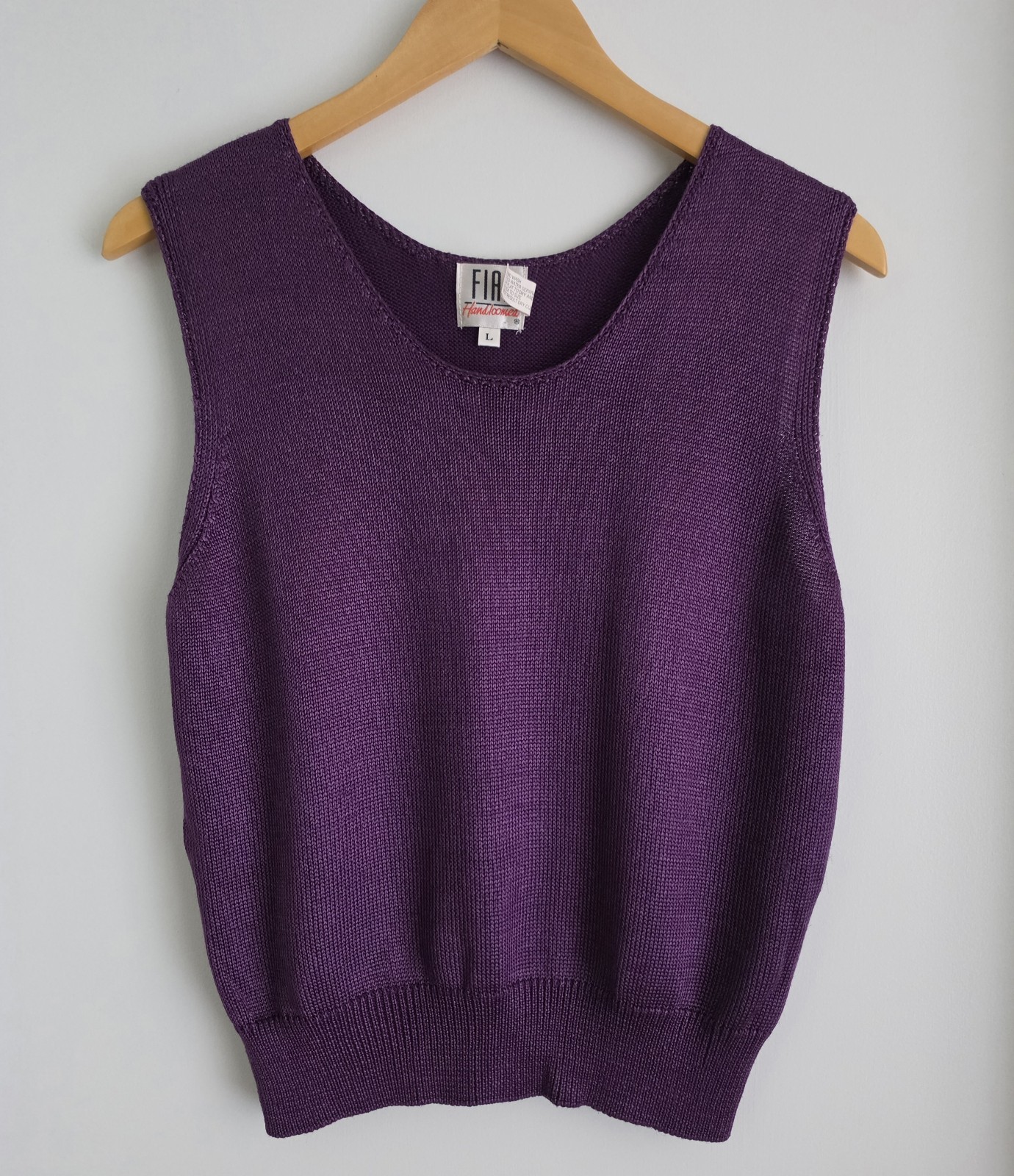 FIA Italia Vintage Hand Loomed Sleeveless Wide Strap Top Size Large EUC Purple