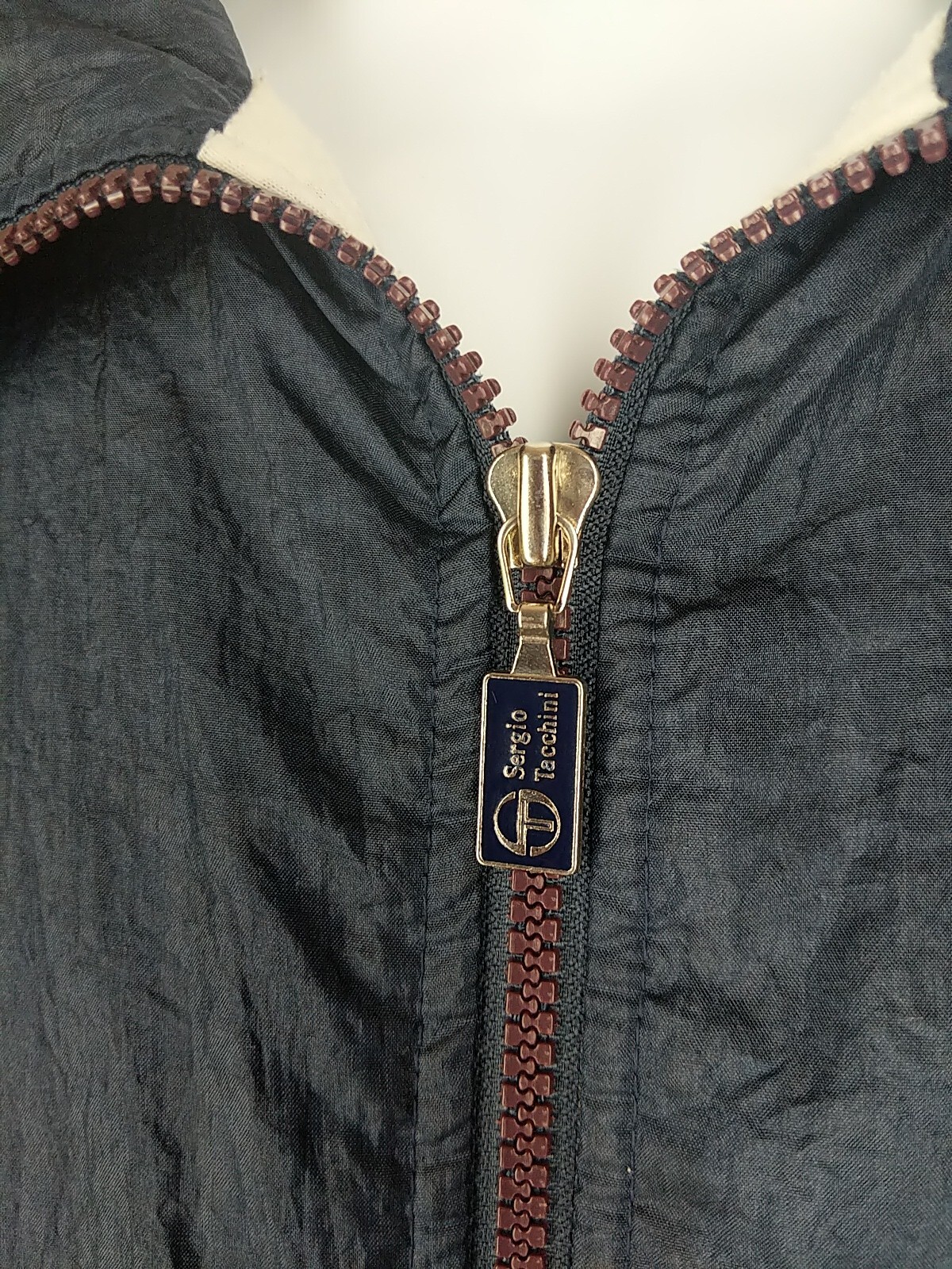 Vtg Sergio Tacchini Jogging Windbreaker Jacket~womens XLT~Blue Pink Check
