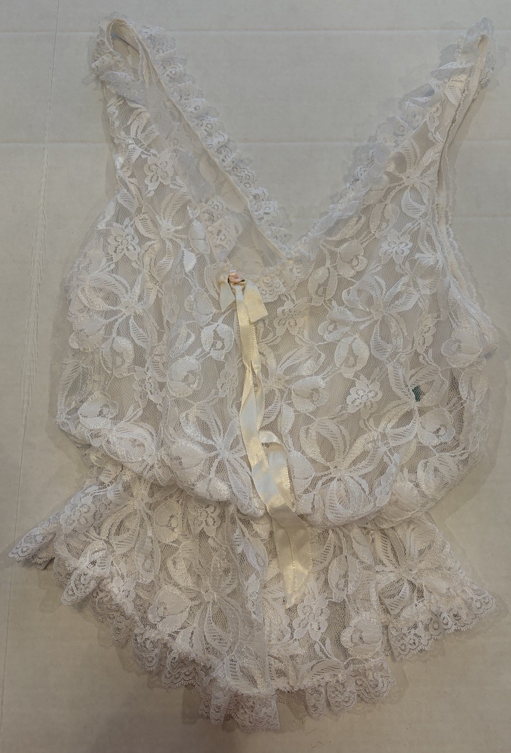 Vintage Tosca Lingerie Ivory Lace Camisole Coquette Cottagecore Bridal Sheer L