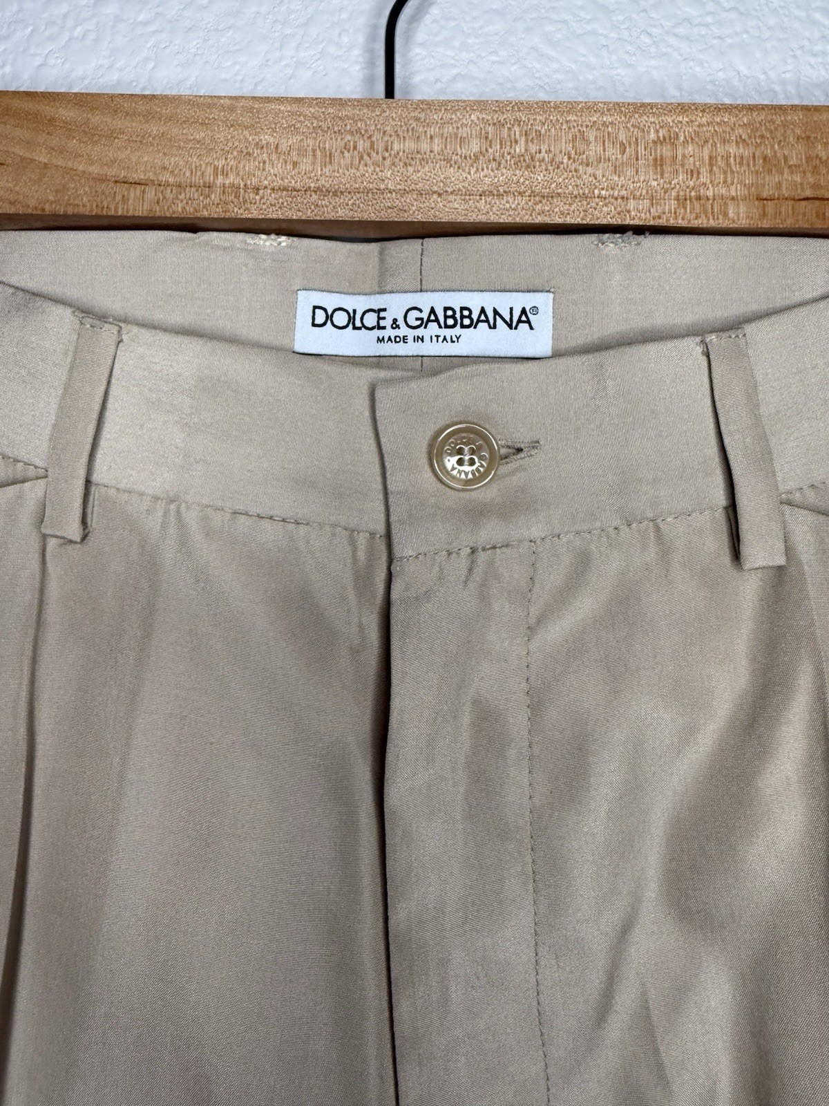 VTG Dolce & Gabbana Beige Virgin Wool Dress Pants IT 40 US 0/2 Italy D&G