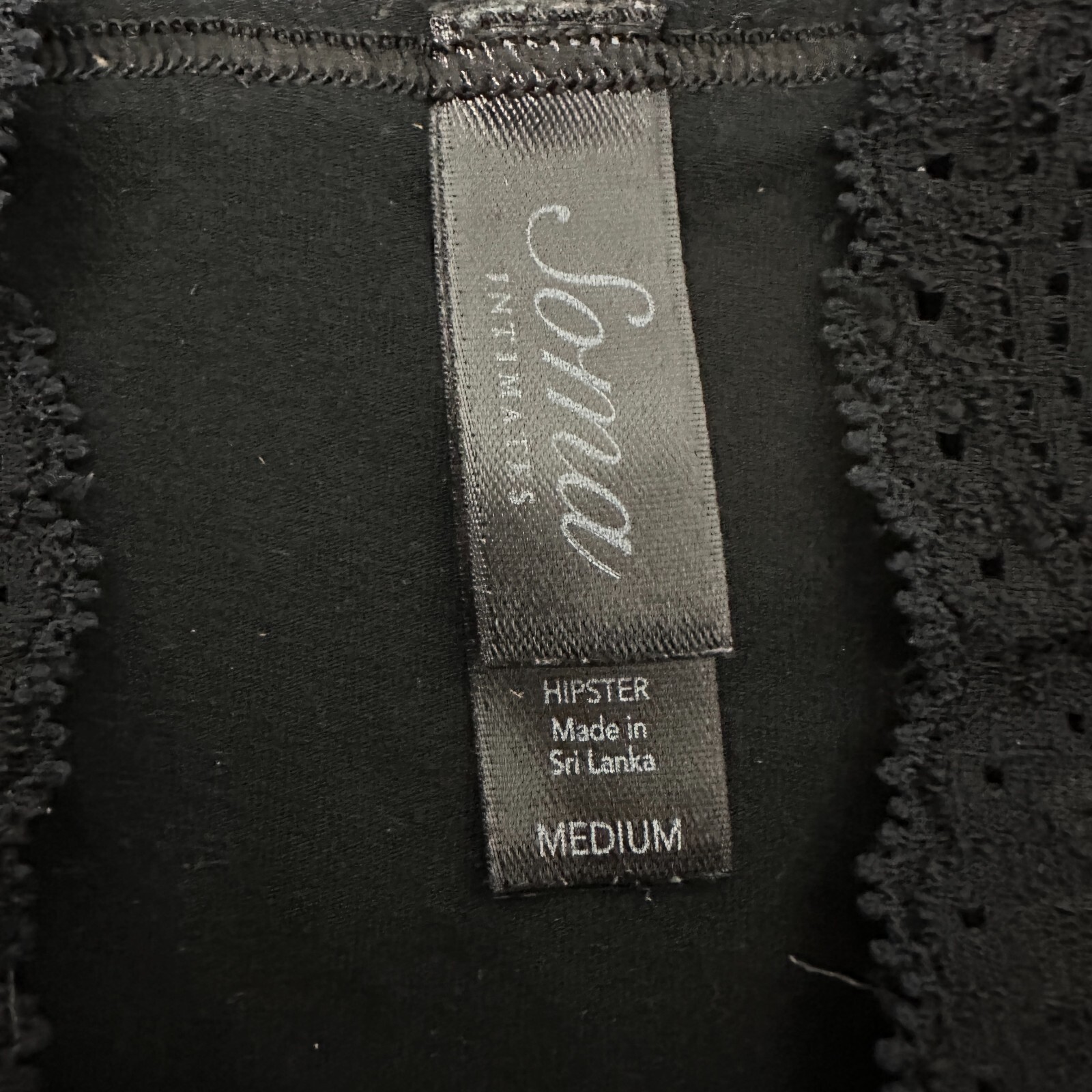 Soma Intimates Hipster Panty Medium Black Floral Lace Nylon Stretch Lightweight