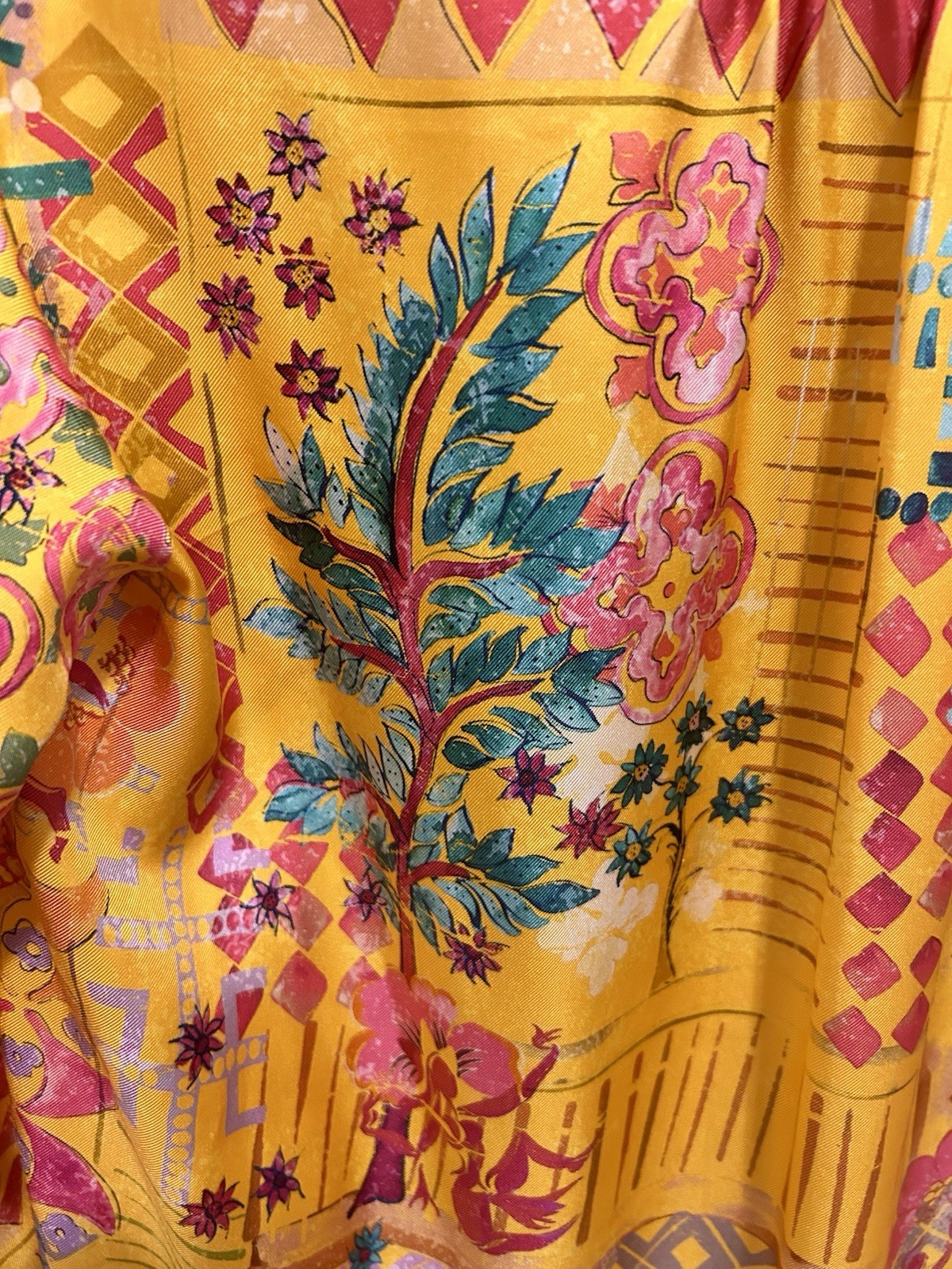 Vintage 2001 Saloni 100% Silk Twill Dress UK10 US6 NWT Yellow/Orange 10357