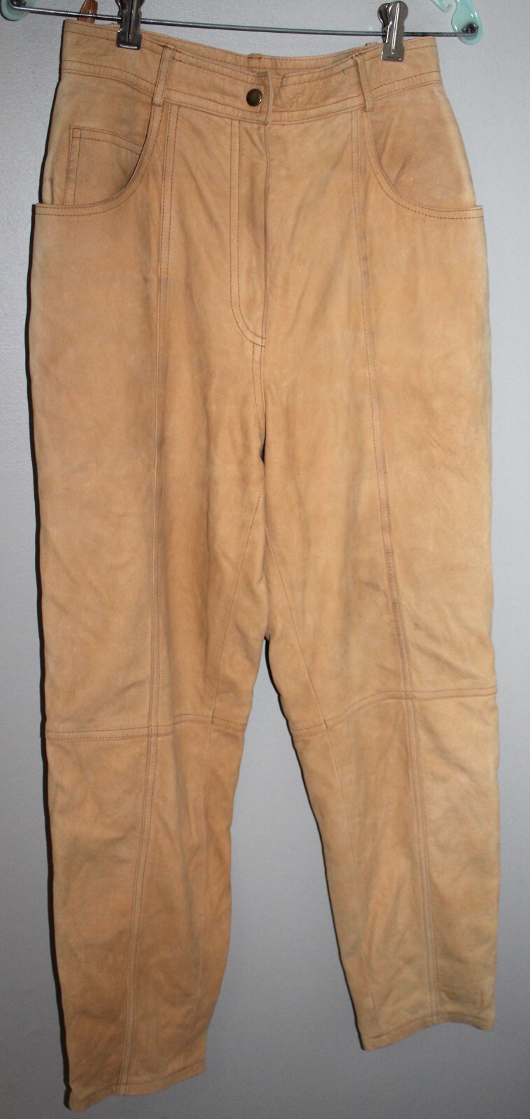VINTAGE 80&rsquo;S TOGETHER WOMEN&rsquo;S BROWN LEATHER HIGH RISE HIPPIE PANTS SZ 10 L 28.5