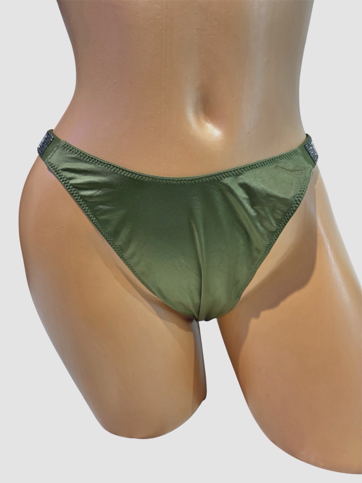 Victoria&rsquo;s Secret Very Sexy V-String Thong Panty Green VS Logo Bling Size L