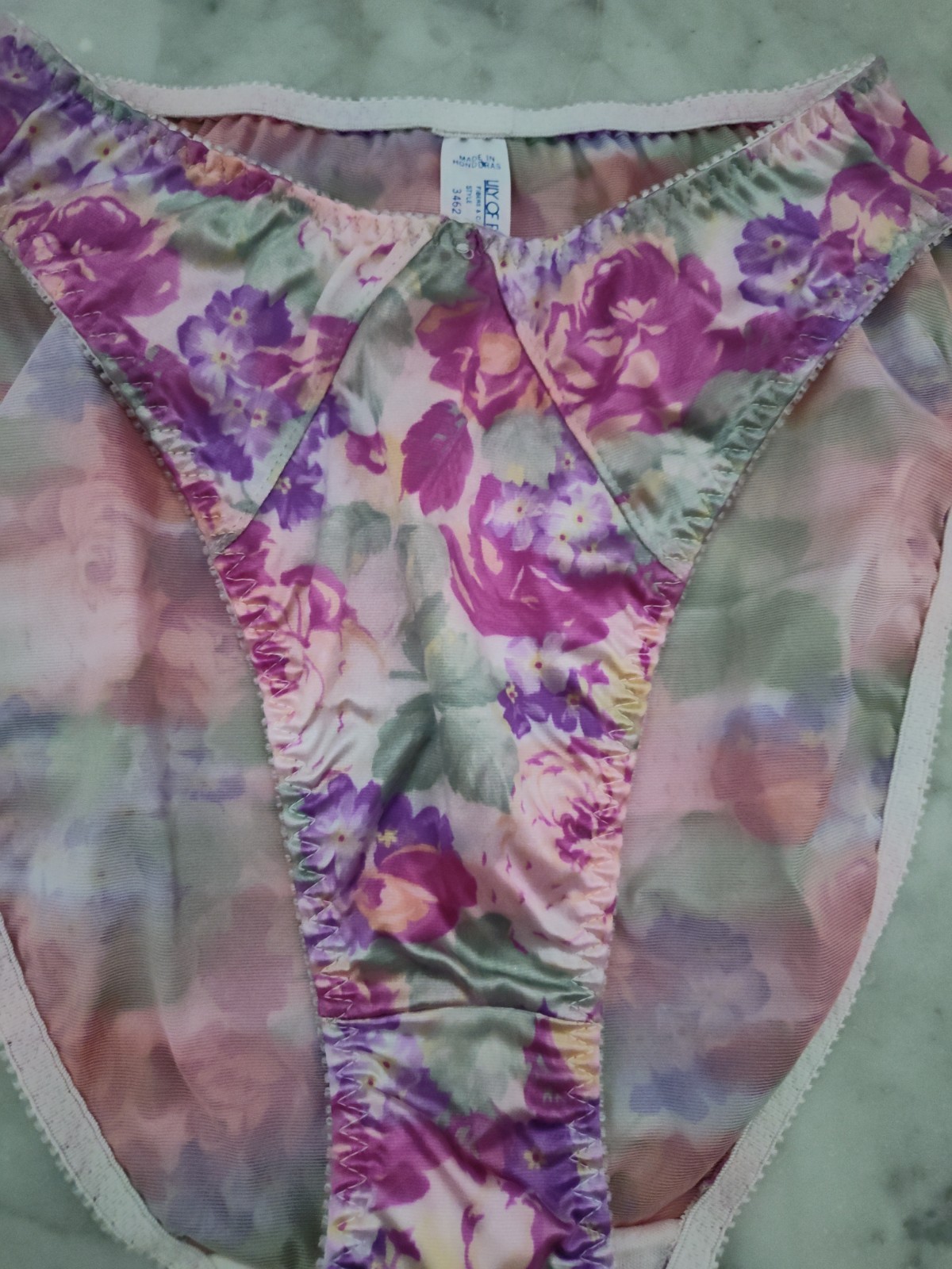 Lily Of France 90s Bikini Panties Size Medium Shiny High Cut Brief Style 3462