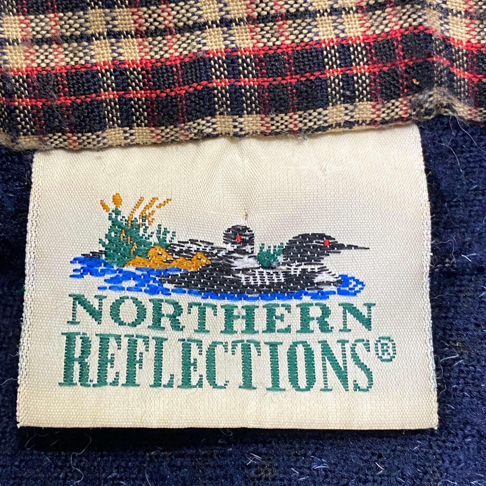 VTG Northern Reflections Fleece Jacket Cabincore Navy Leaf Embroidery Full Zip