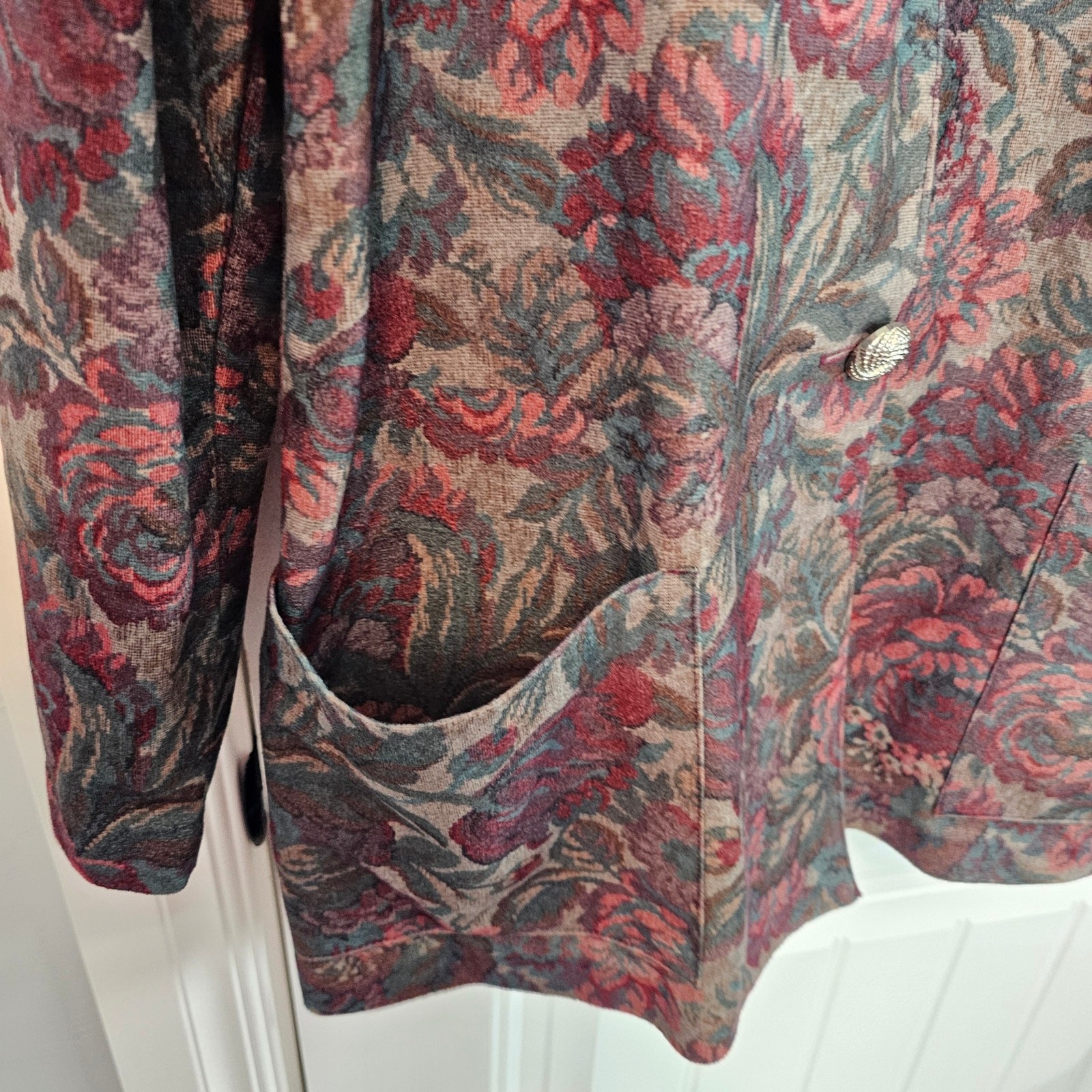 Vintage Floral Blazer Womens XL Purple Cottage Preppy 90s Whimsygoth Glam Retro