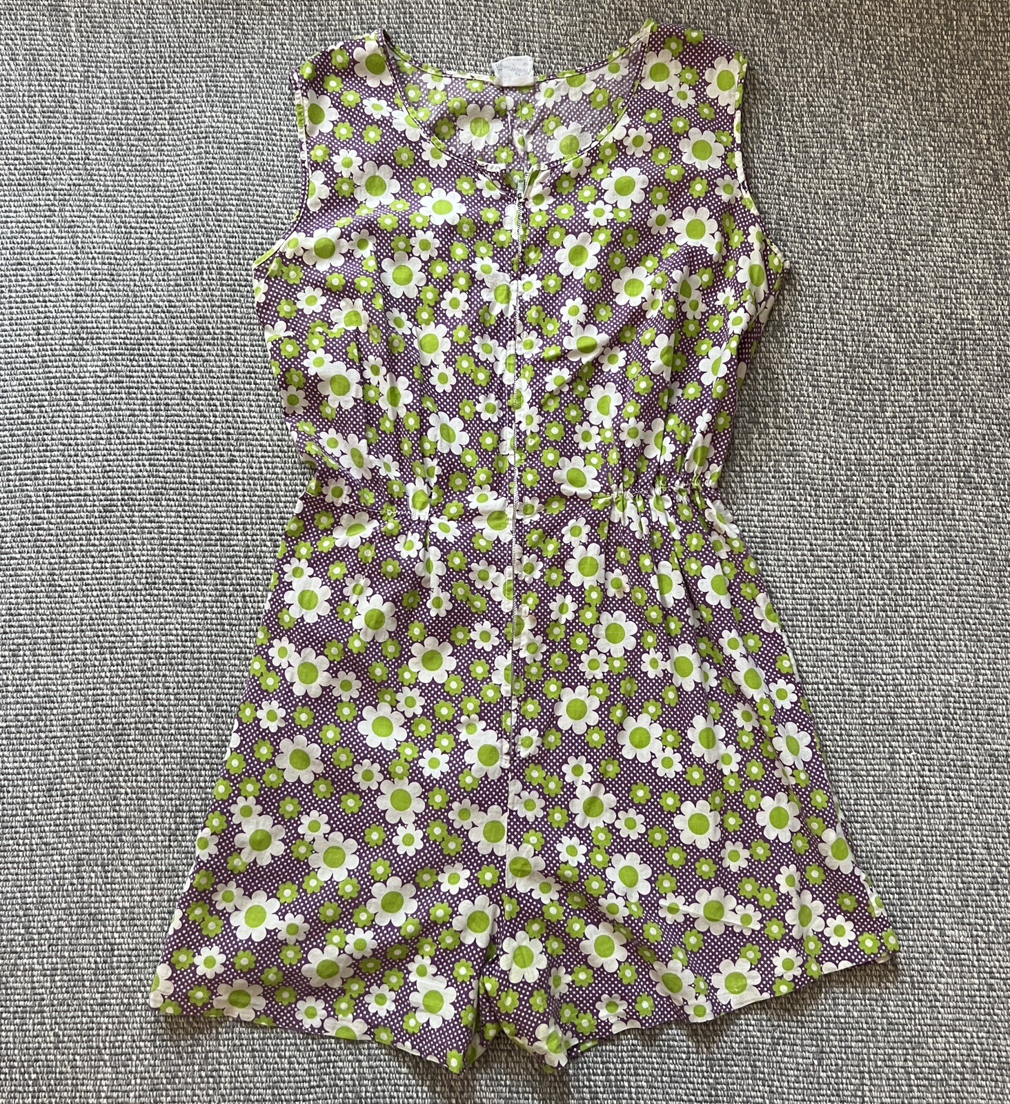 Vtg 1940s Princess Peggy Romper W/ Front Zip Sleeveless Rockabilly Floral XS 0/2