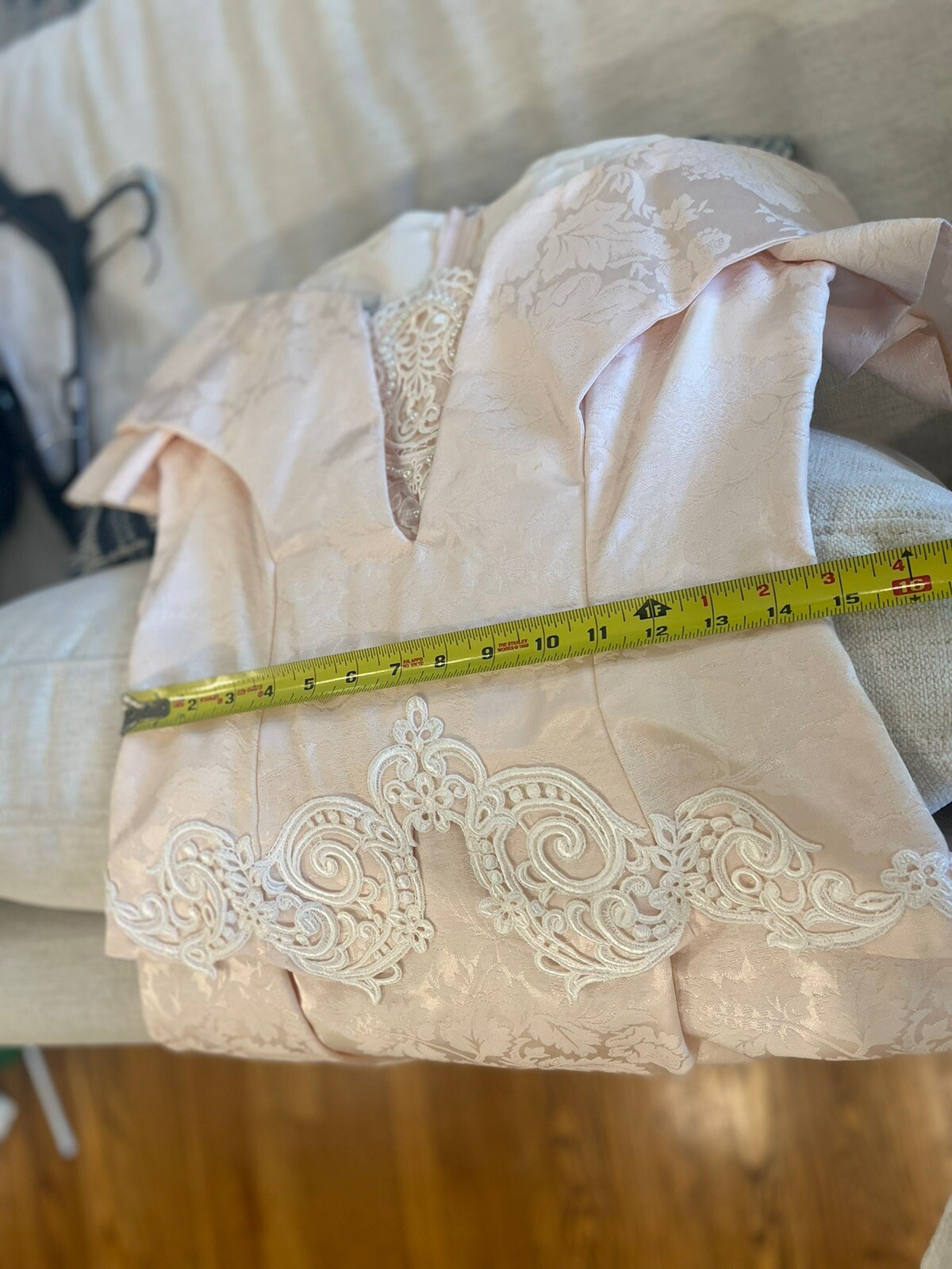 Vintage Scott McClintock Formal Cocktail Midi Dress Sz 10 Pink Lace Pearls