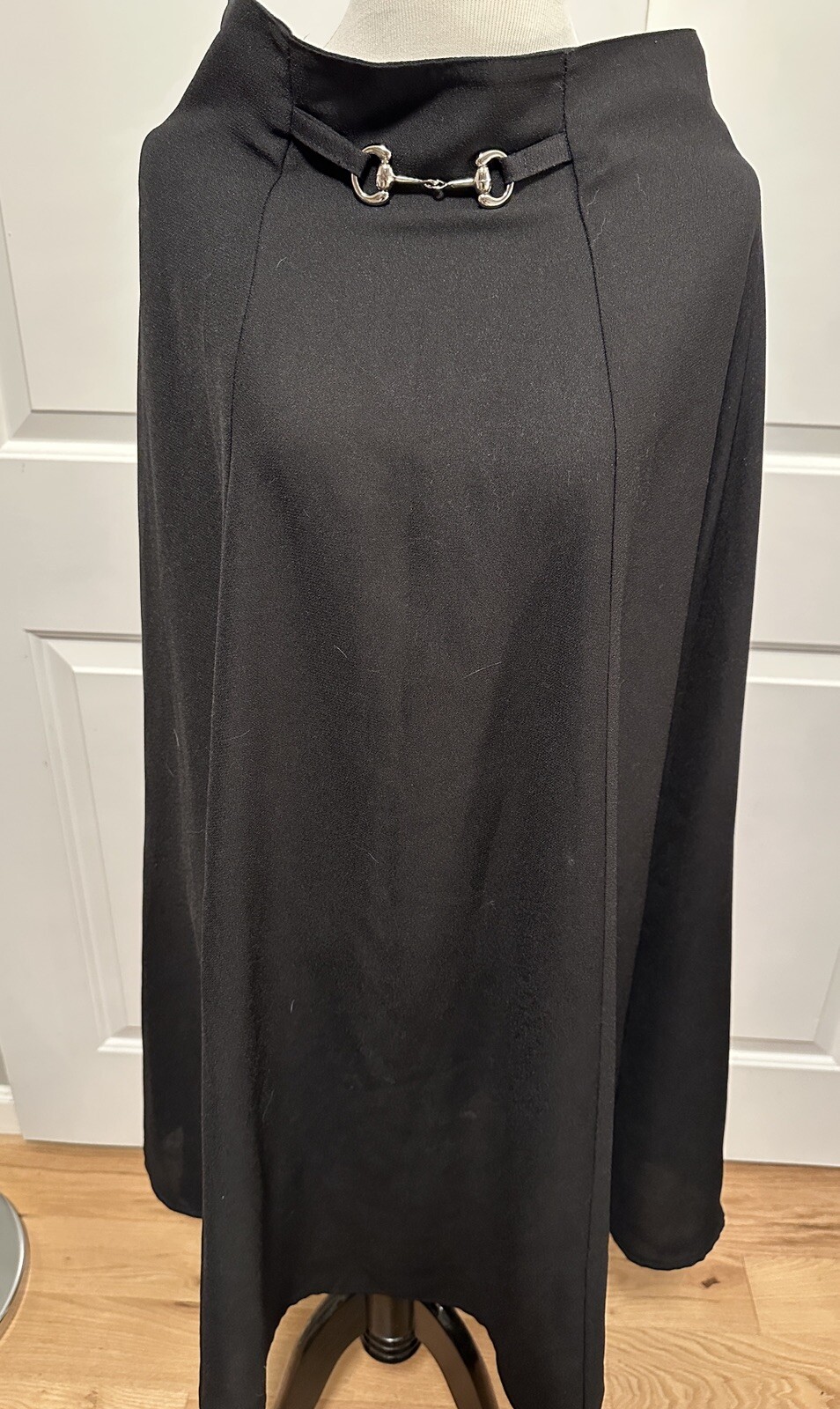 Vtg. 70s LLOYD SPORTSWEAR LONG BLACK Pencil SKIRT USA 10 Gold Front Jewelry