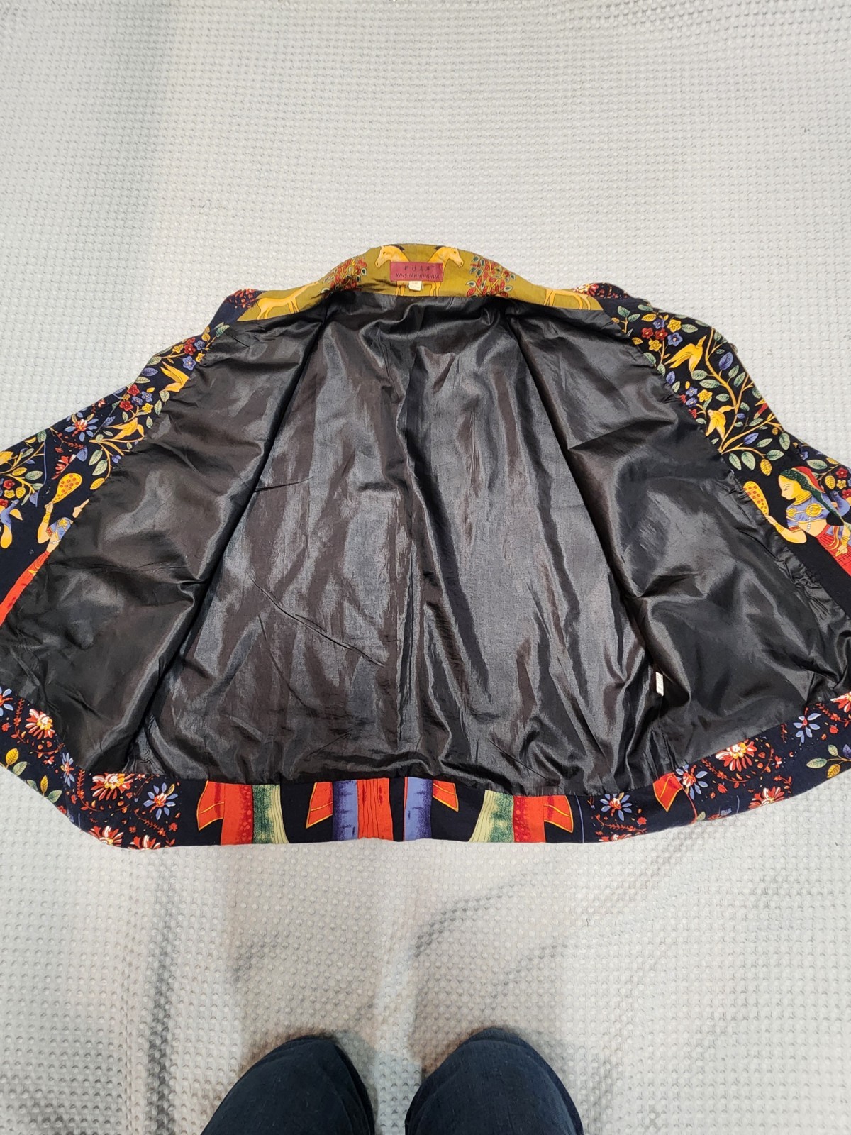 Vtg Women&rsquo;s Asian Indian Bali Style Folk Art Jacket Wearable Art Tree Of Life