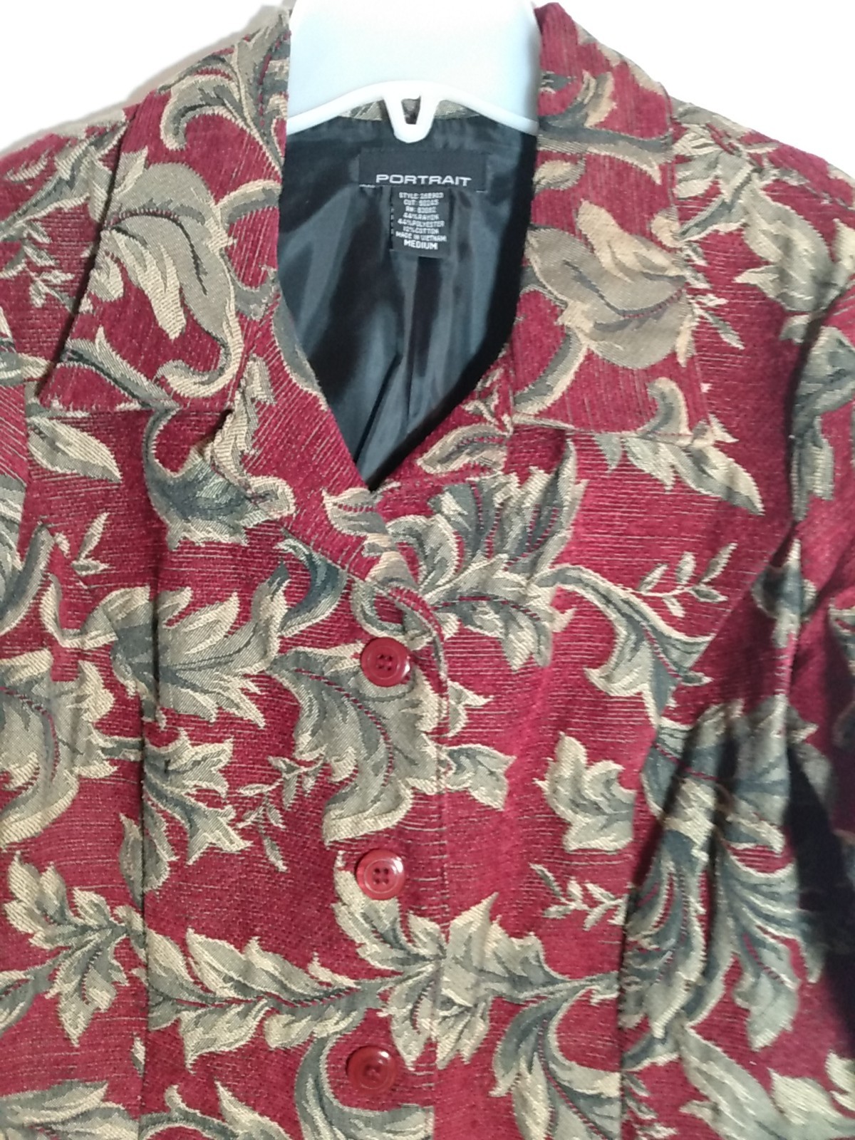 PORTRAIT 90s Lined Red and Gold Tapestry Jacquard Floral Coat/Jacket Long Boho