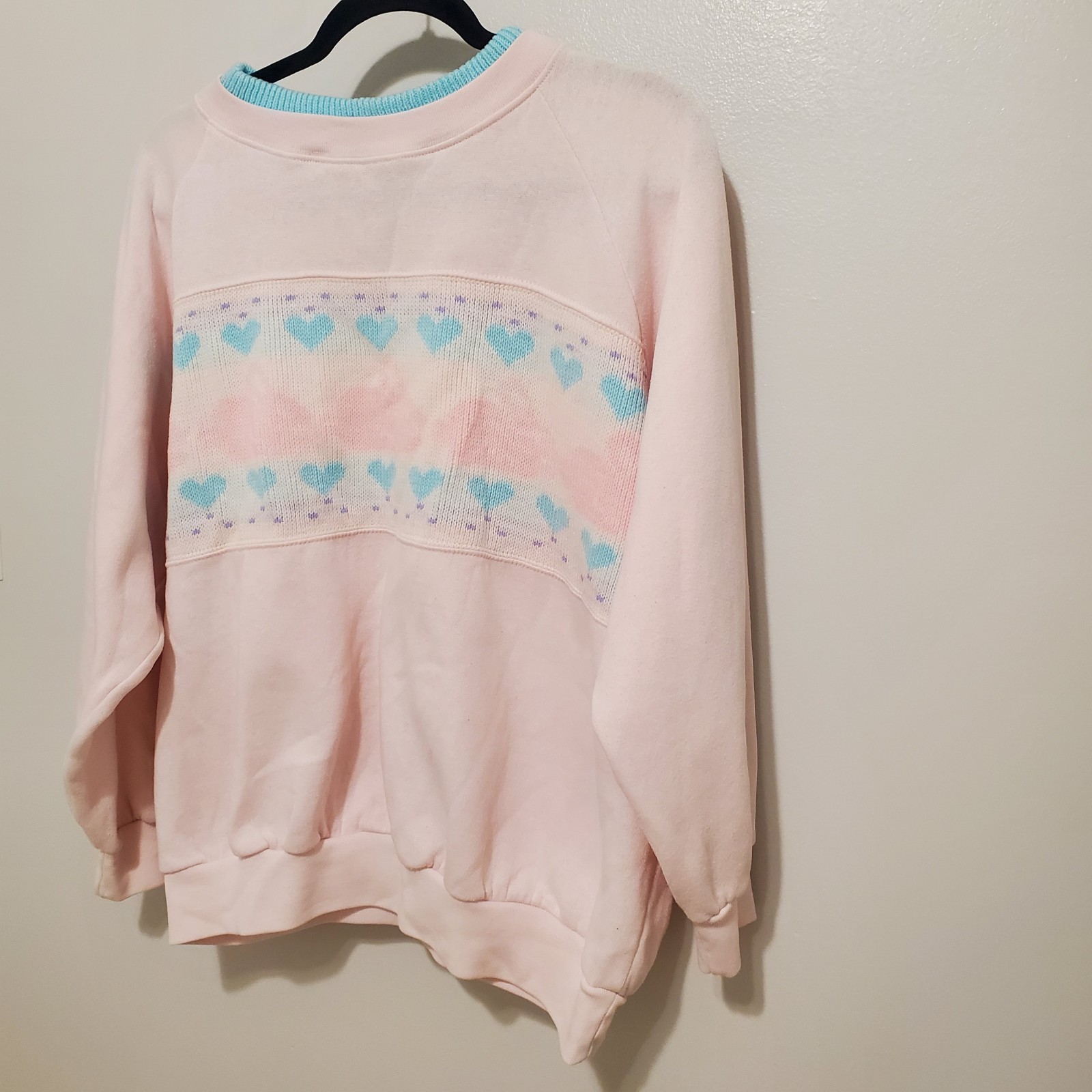 Mister Noah Plus Sweatshirt Knit Bunnies Hearts Pink 42 22W Womens Sweater VTG
