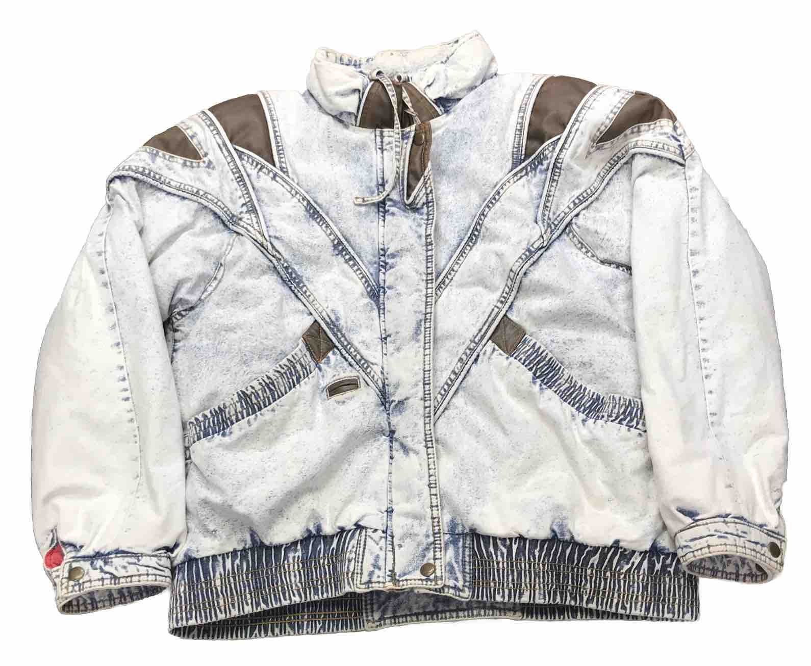 VTG 80’s Women’s New York Girl Denim Acid Wash Sz Medium Puffer Jacket Coat