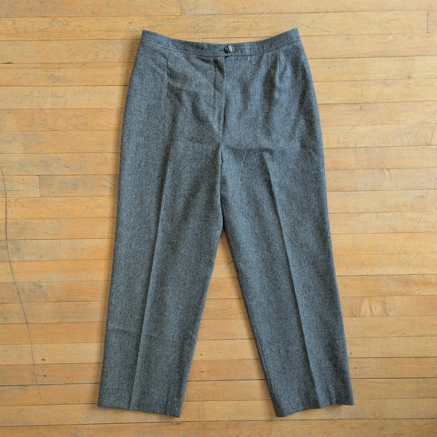 Vintage Evan Picone Gray Wool Trousers High Waisted Dress Pants Charcoal 32W