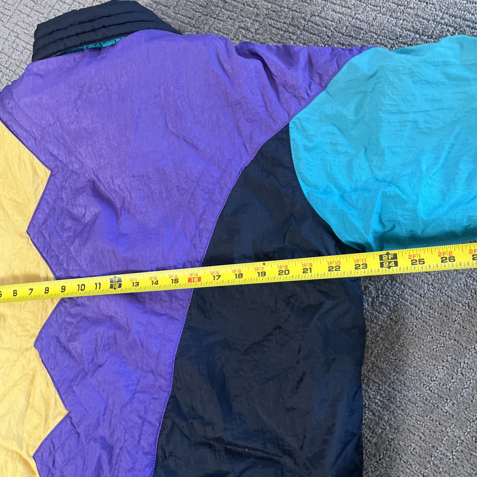 Ski Jacket Color Block Nylon Green Purple Pink New York Girl Size Medium VTG ‘80
