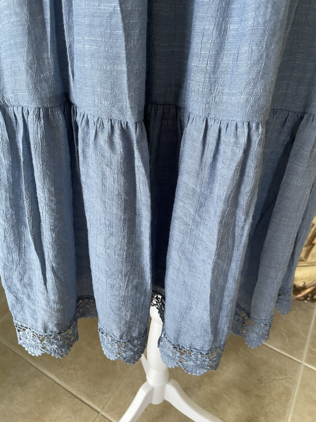 Old Navy Vintage Blue Rayon/Poly Pockets Tie Lined Boho Dress X/ L