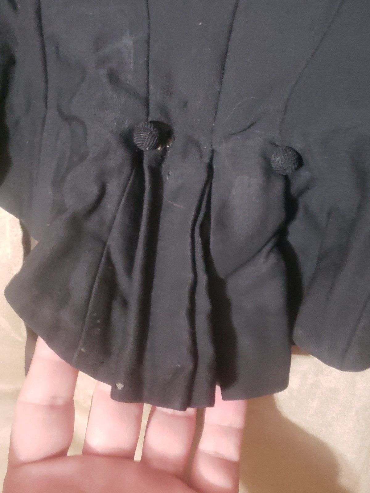 Authentic Antique 1870&rsquo;s Victorian Black Jacket Bodice Boned Small