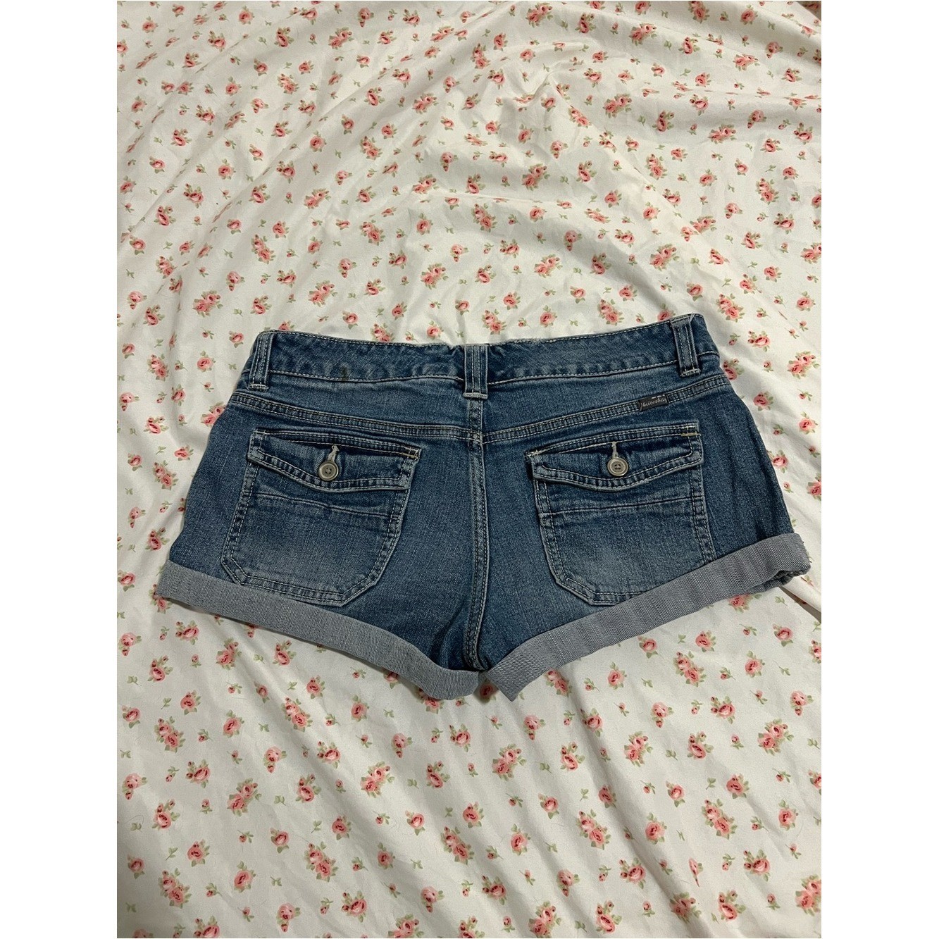 vintage union bay low rise butt pocket denim mini shorts
