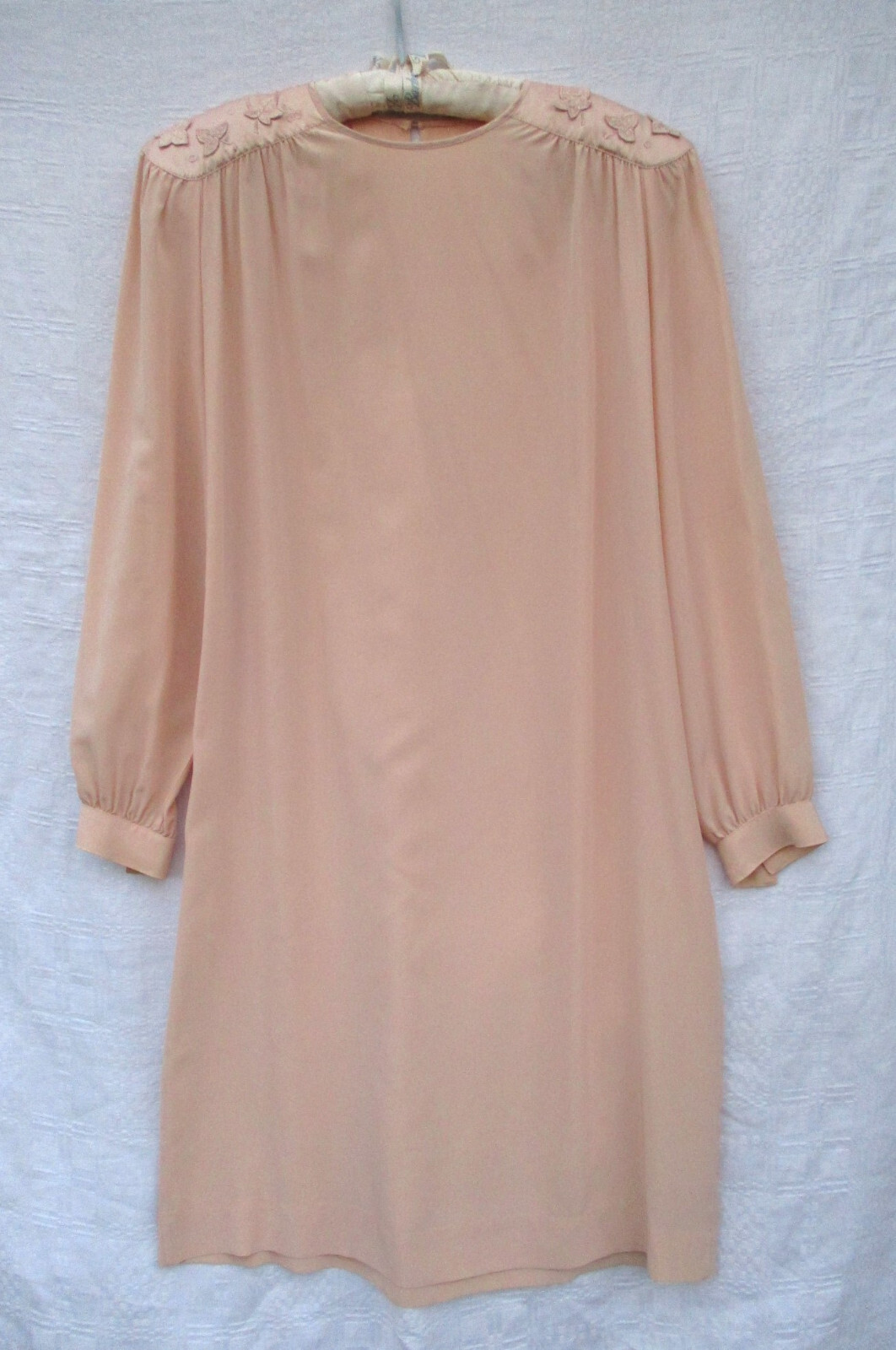 SSSSSSSSSSSSSSSSS Embellished 100% Silk Sheath Dress Vintage Size 14 Hong Kong