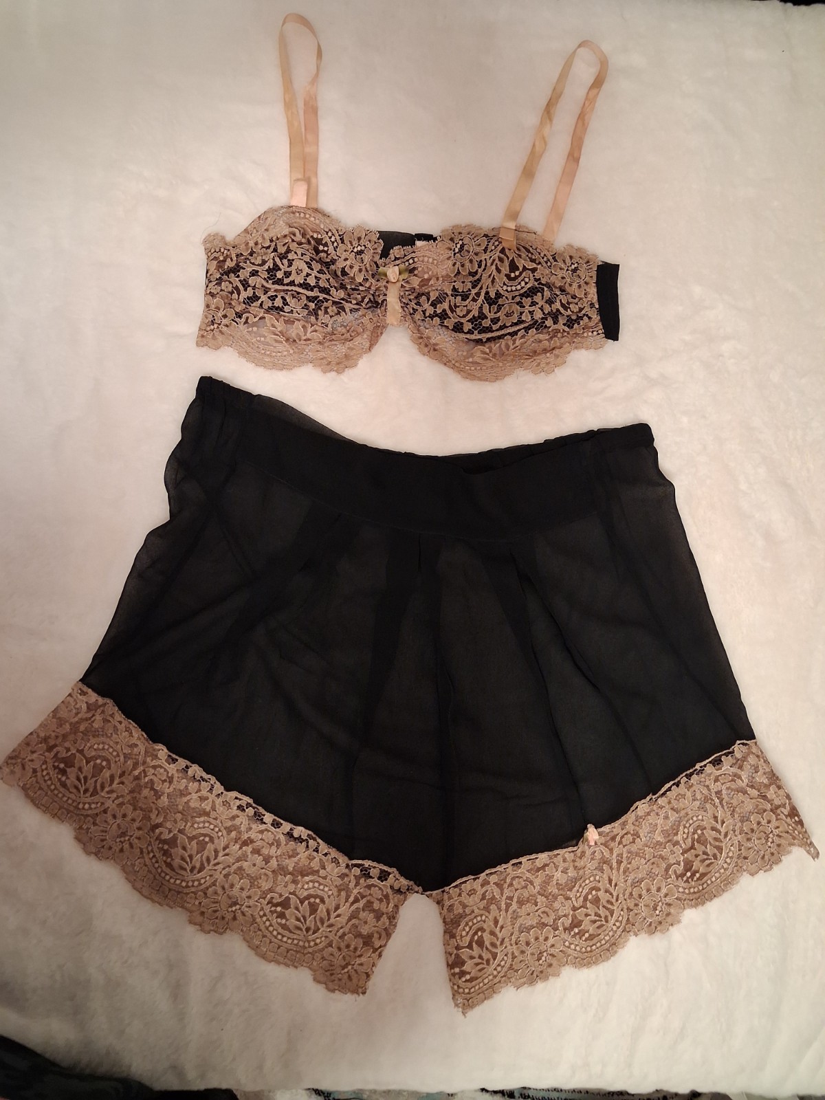 Vintage Panties Bra 1930&rsquo;s Lace Black Silk Chiffon Tap Pants Lingerie Ladies Xs