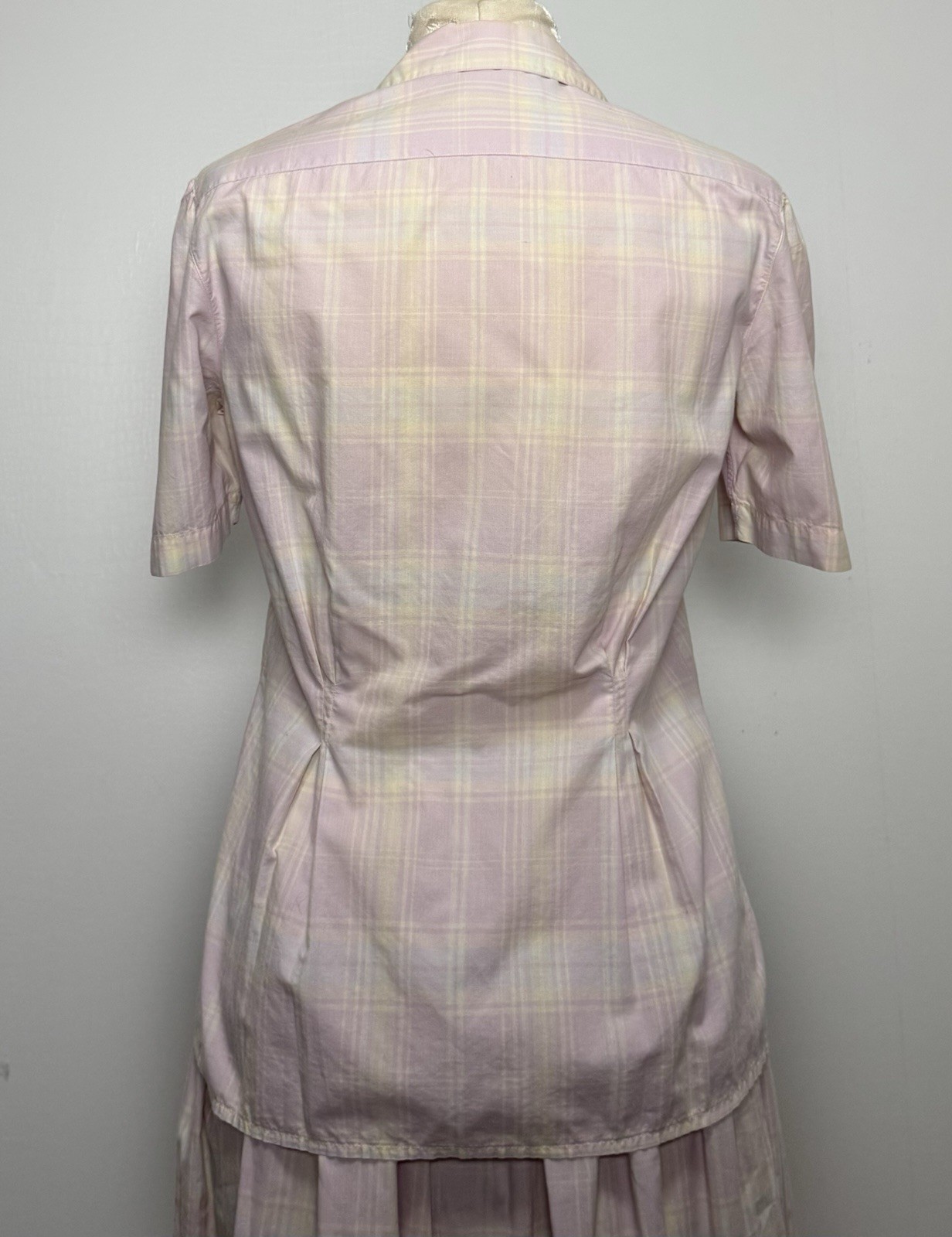 Vtg F.R. Tripler 2 Pc Skirt Top Set 8 Lavender Plaid 40s Tea Dress S/M