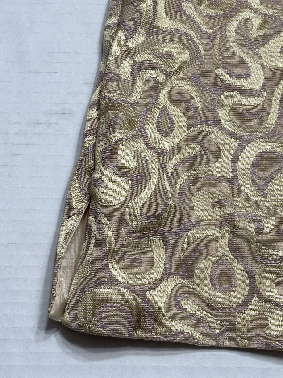 Vintage Club France 3 Pc Skirt Suit Womens 20 Gold Brocade Made USA