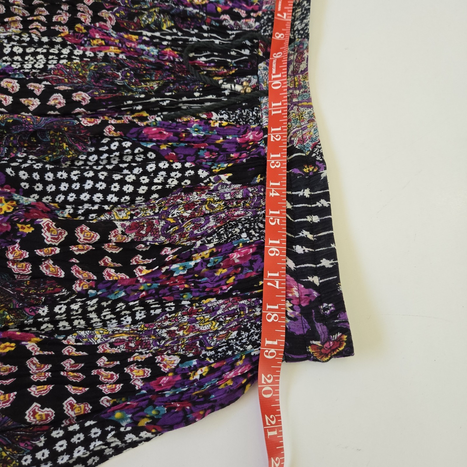 Vintage 1990s Basic Edition Floral Patchwork Skirt Black and Pink Flowy Gypsy M