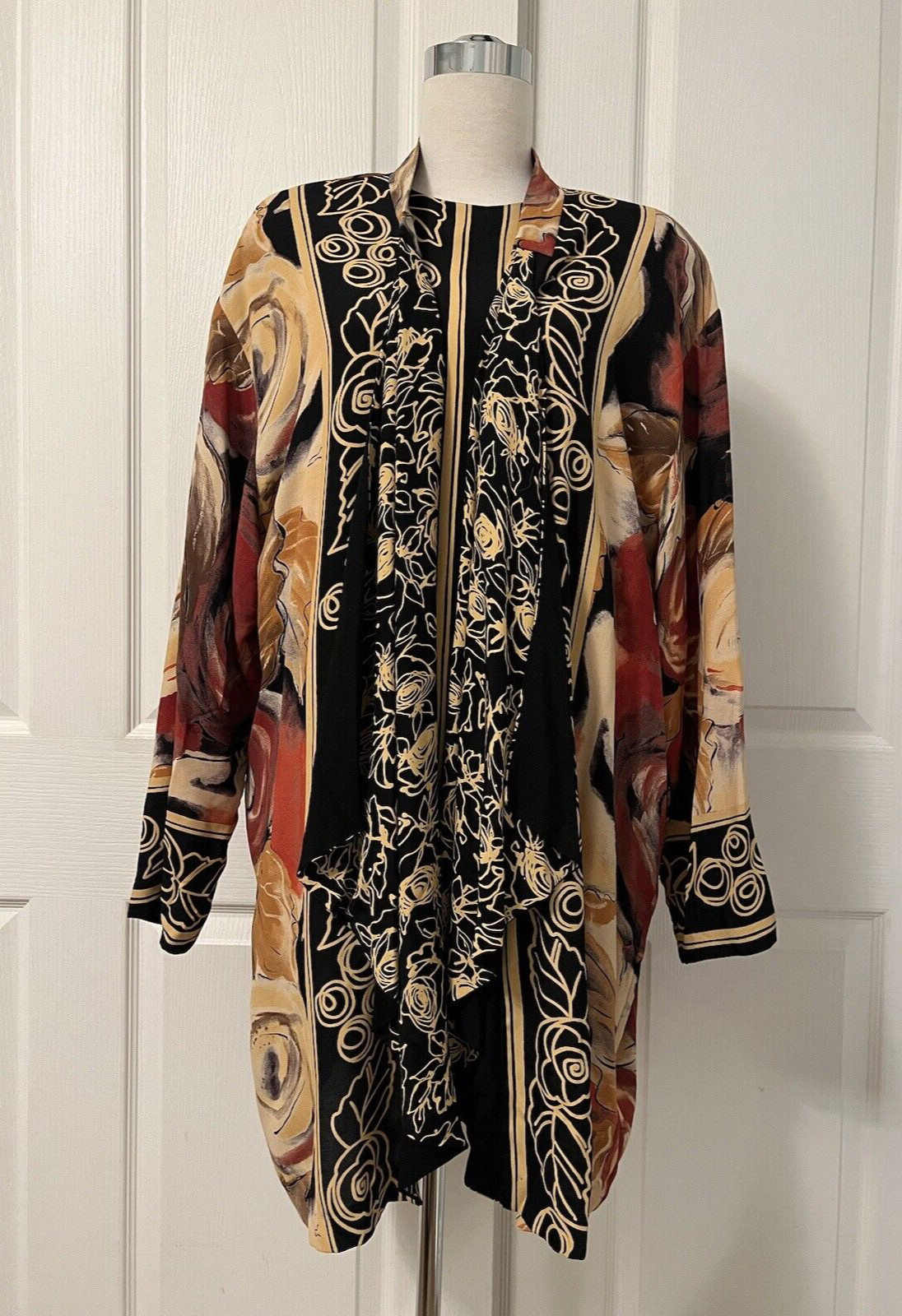Vintage 80s AKF Art to Wear Abstract Bold Graphic Artsy Top & Kimono Jacket L