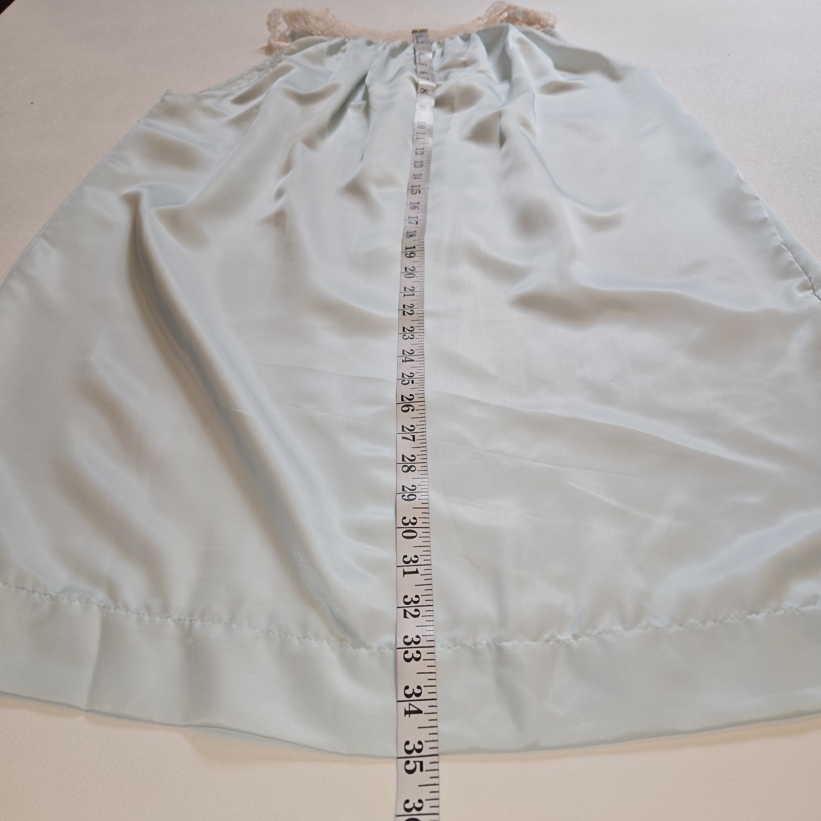 Vintage Barbizon Laurel Nightgown Small Blue Lace Trim Floral Satin De Lys Nylon