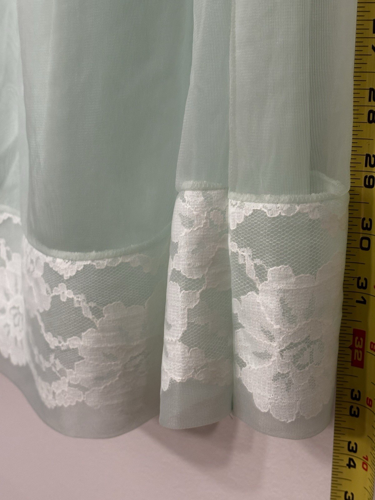 VTG 1960s Sears Roebuck Mint Green Layered Babydoll Nylon Chiffon Nightie Small